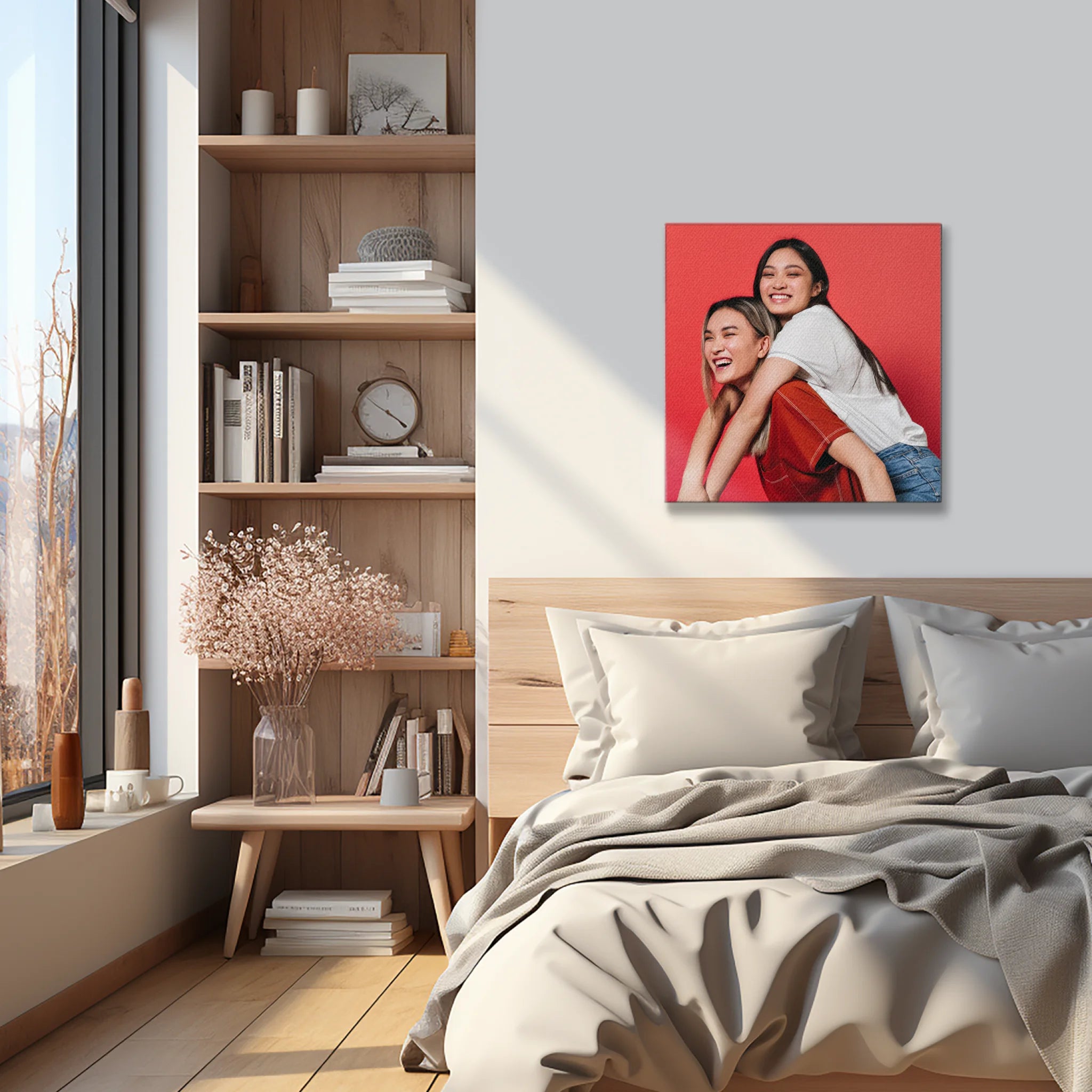 ภาพพิมพ์แคนวาส แขวนอยู่บนหัวเตียงนอน