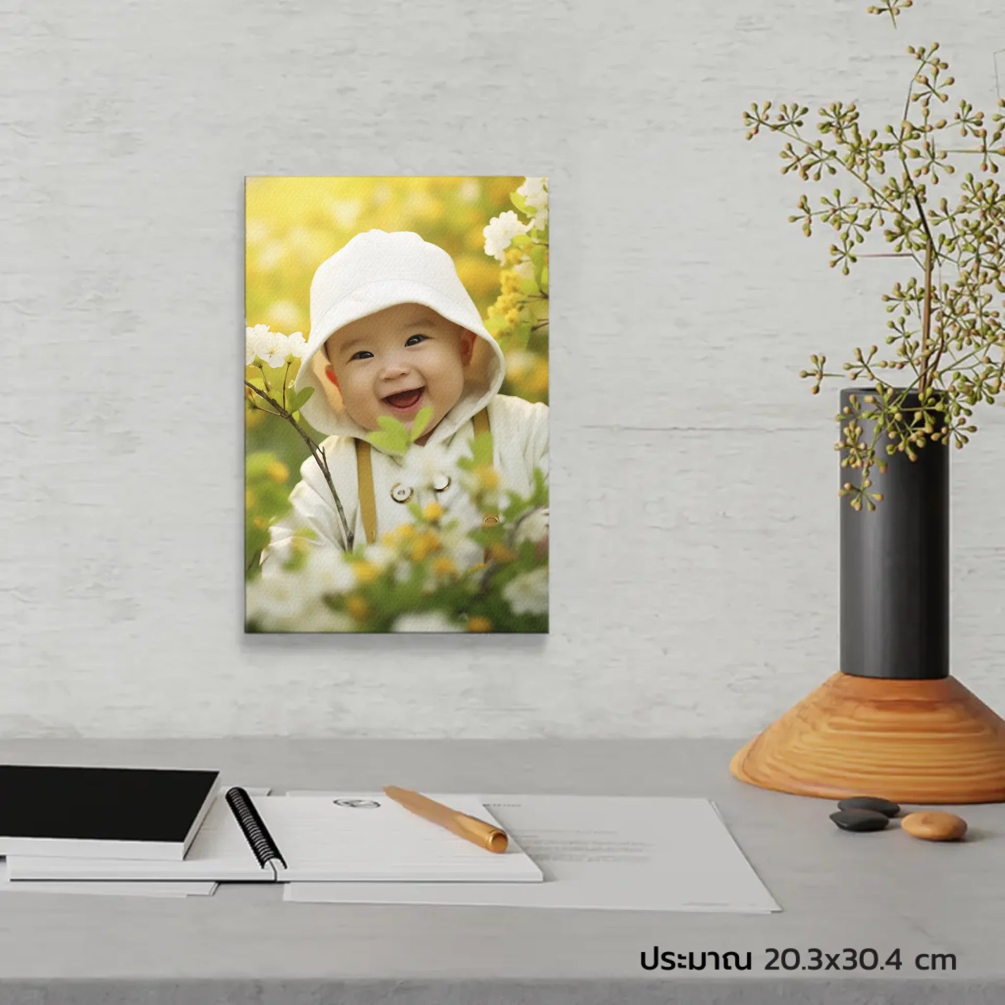 ภาพพิมพ์แคนวาส แขวนอยู่บนโตีะทำงาน