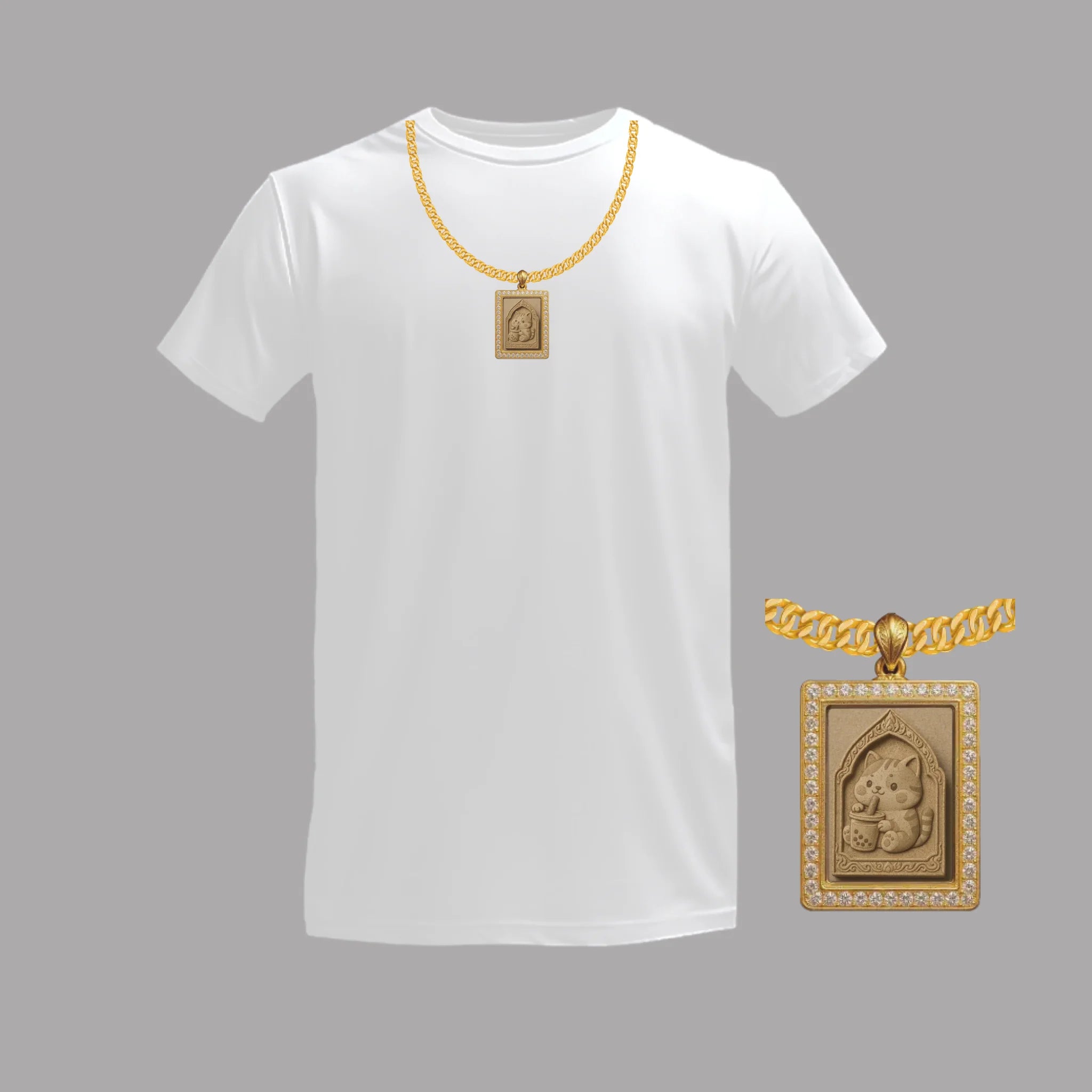 เสื้อยืดพิมพ์ลาย บนพื้นสีขาว