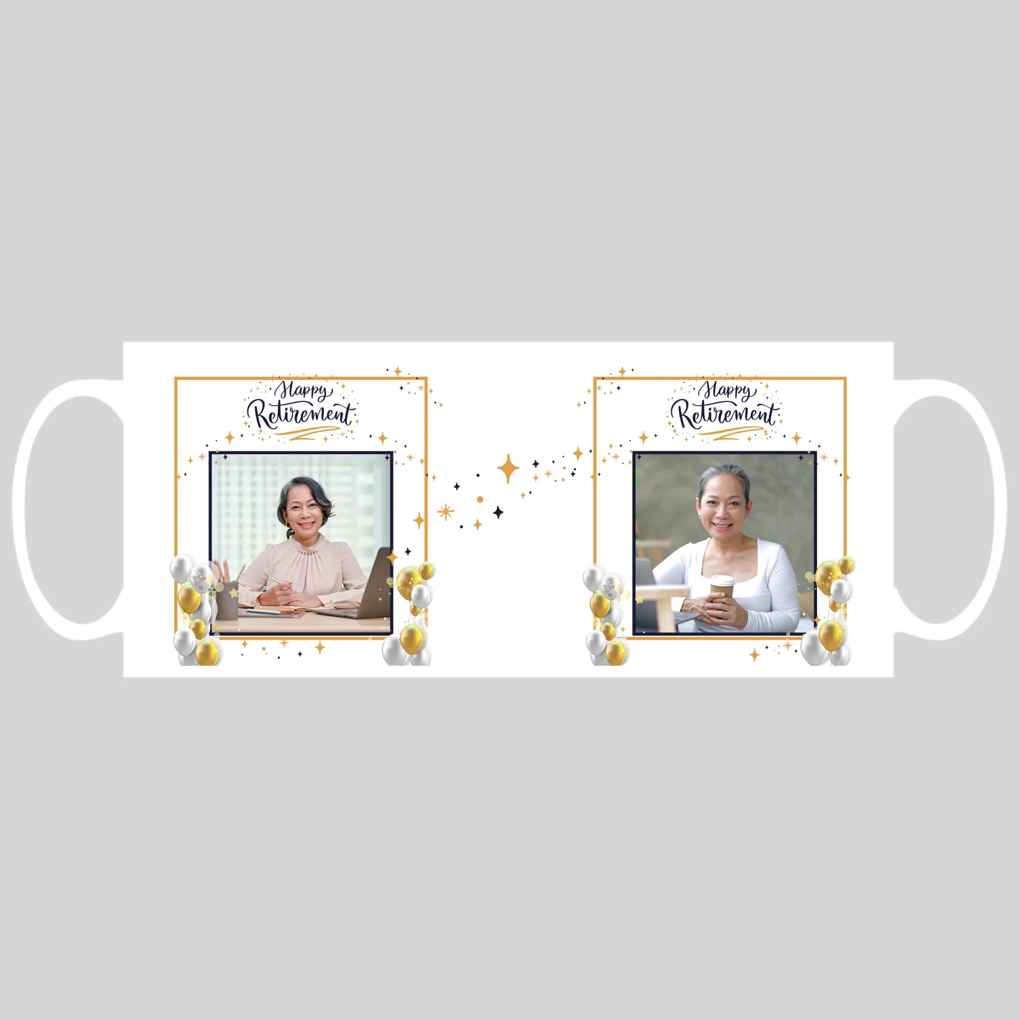 แก้วกาแฟ มีลายสกรีน วางบนพื้นขาว