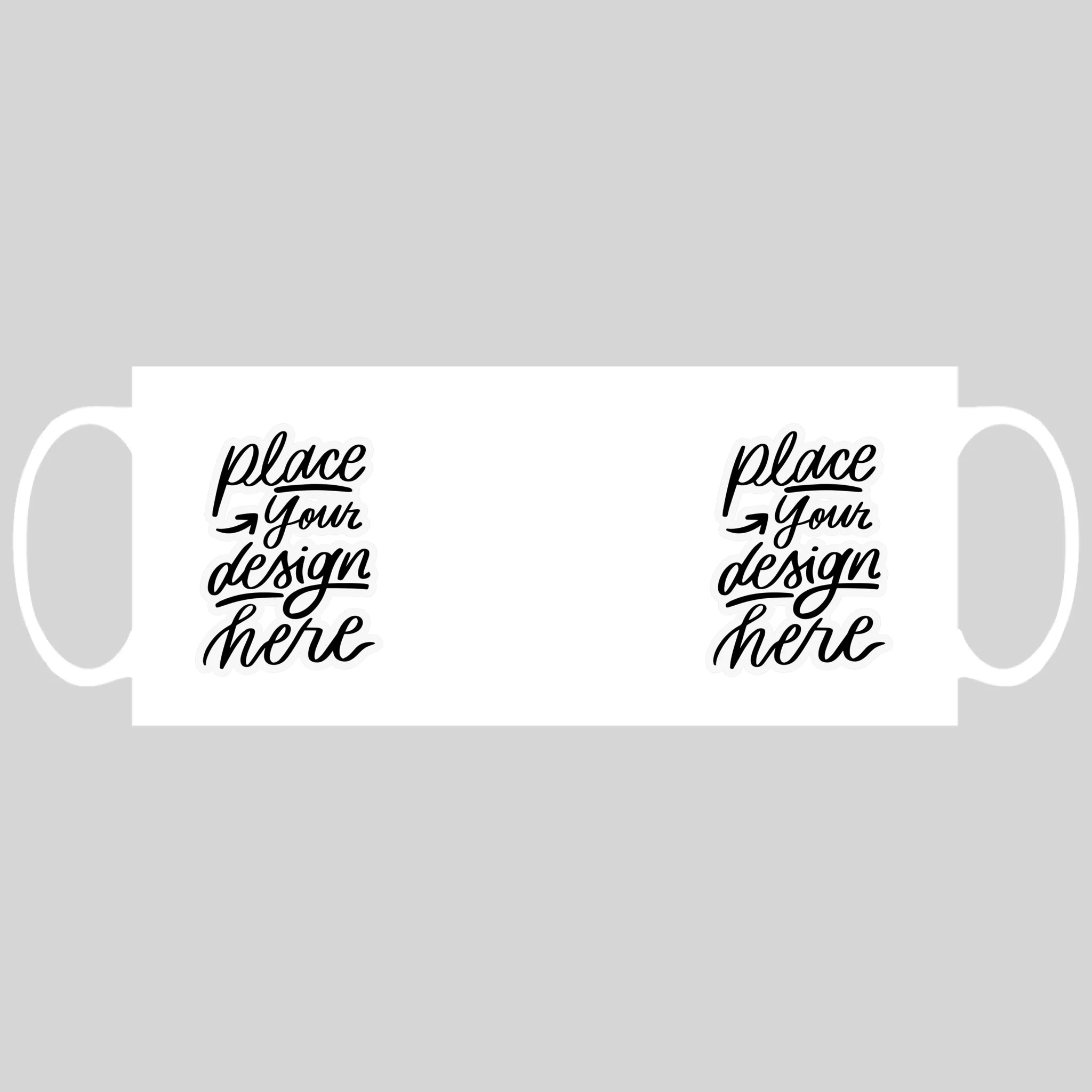แก้วกาแฟ มีลายสกรีน วางบนพื้นขาว