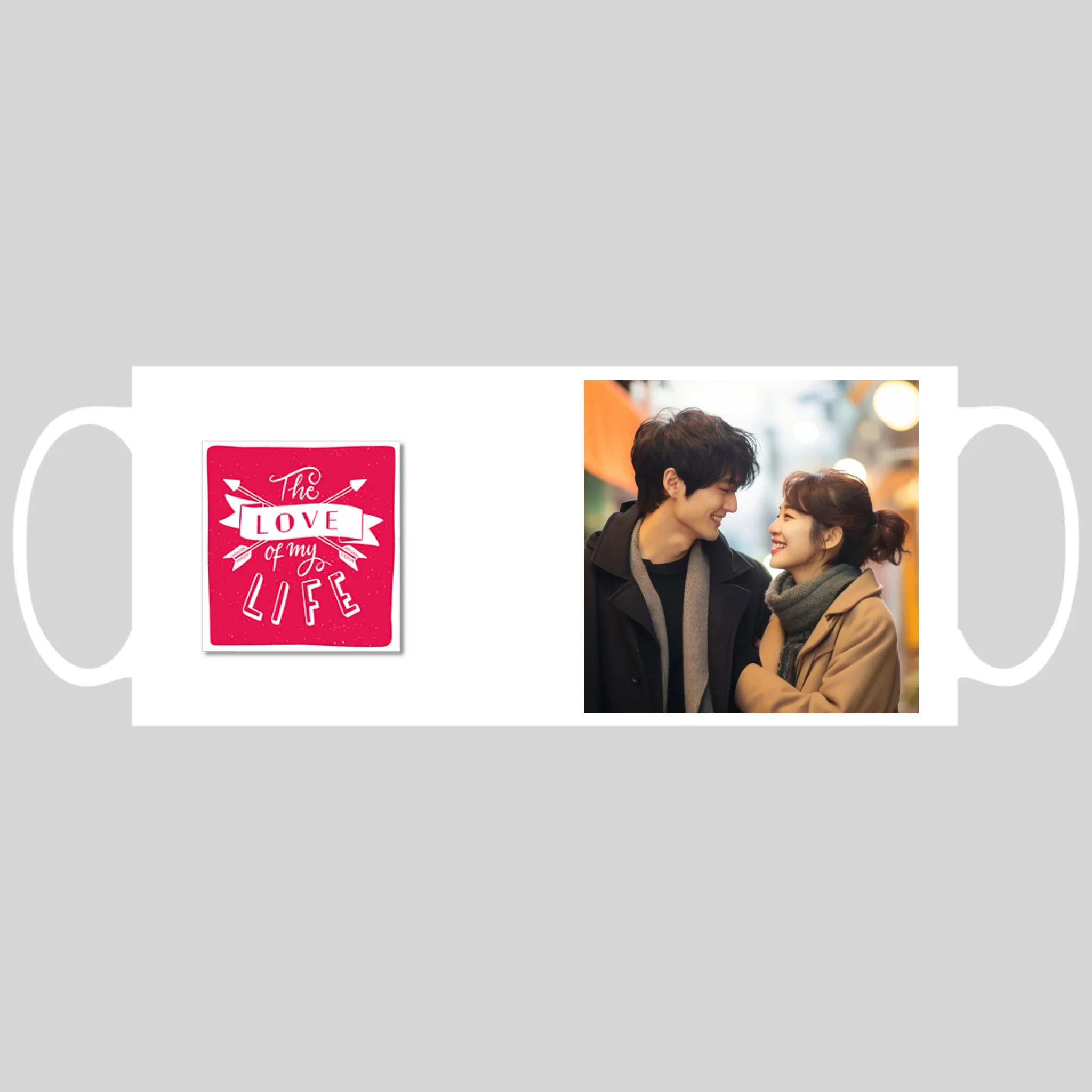 แก้วกาแฟ มีลายสกรีน วางบนพื้นขาว