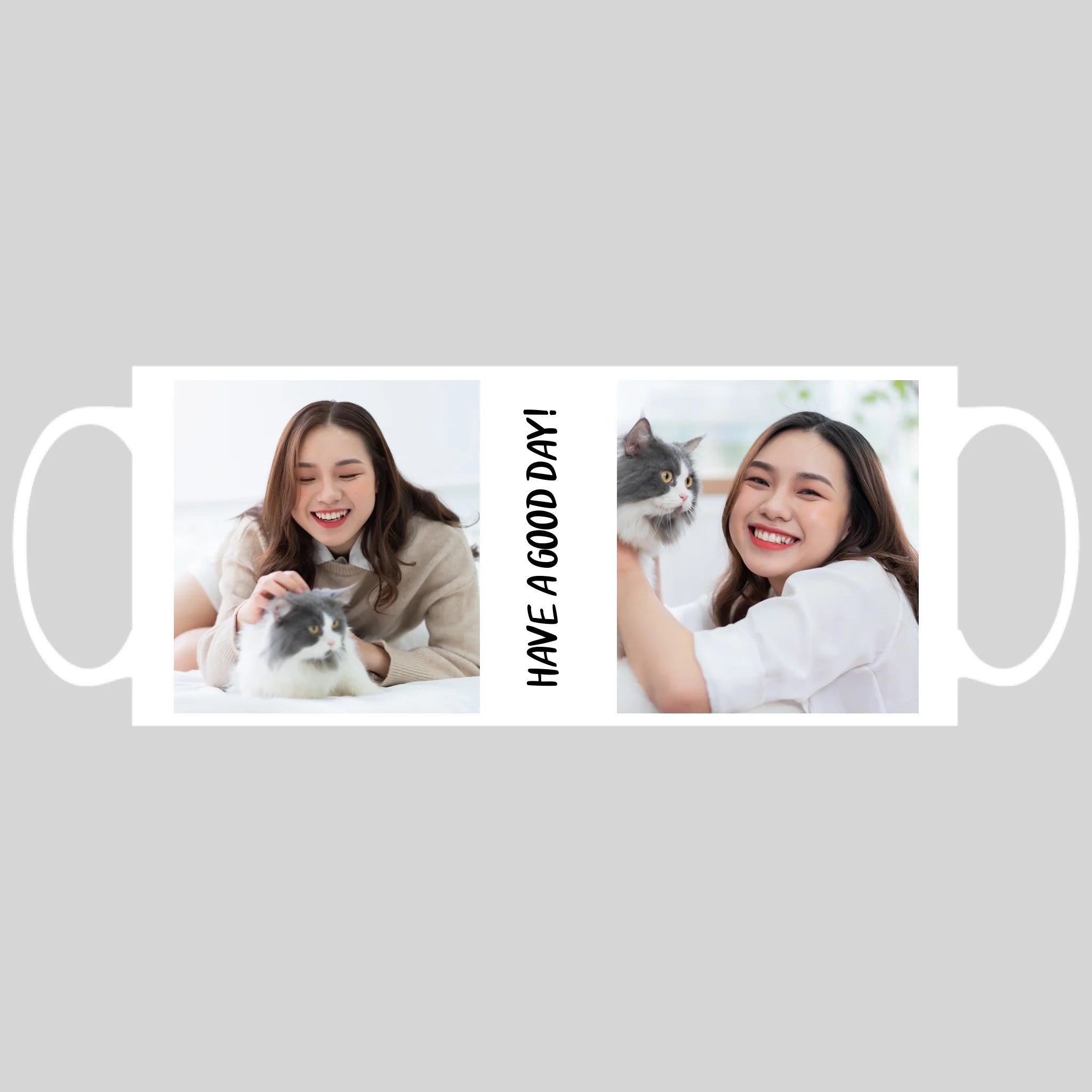 แก้วกาแฟ มีลายสกรีน วางบนพื้นขาว