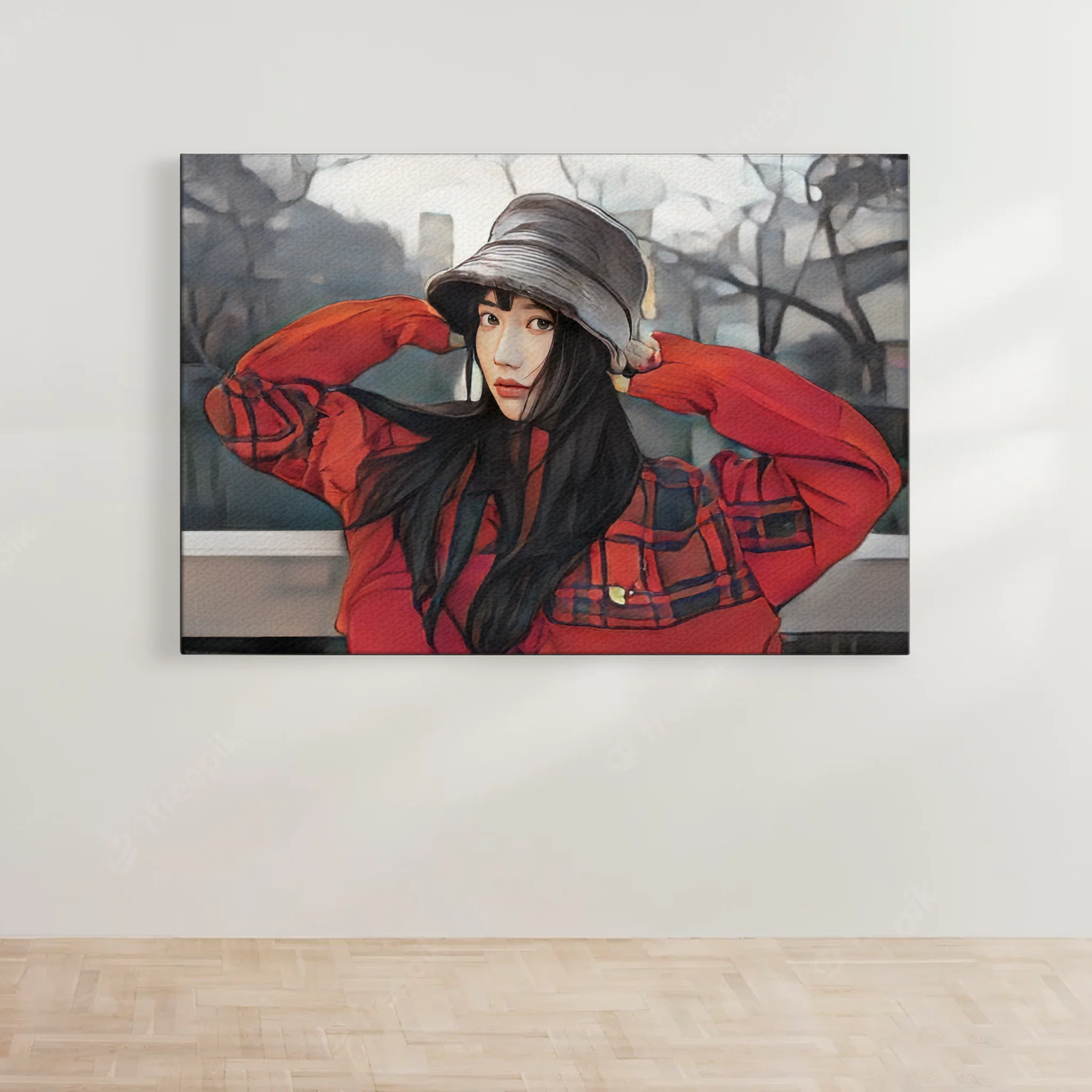 ภาพพิมพ์แคนวาส แขวนอยู่บนผนังสีขาว