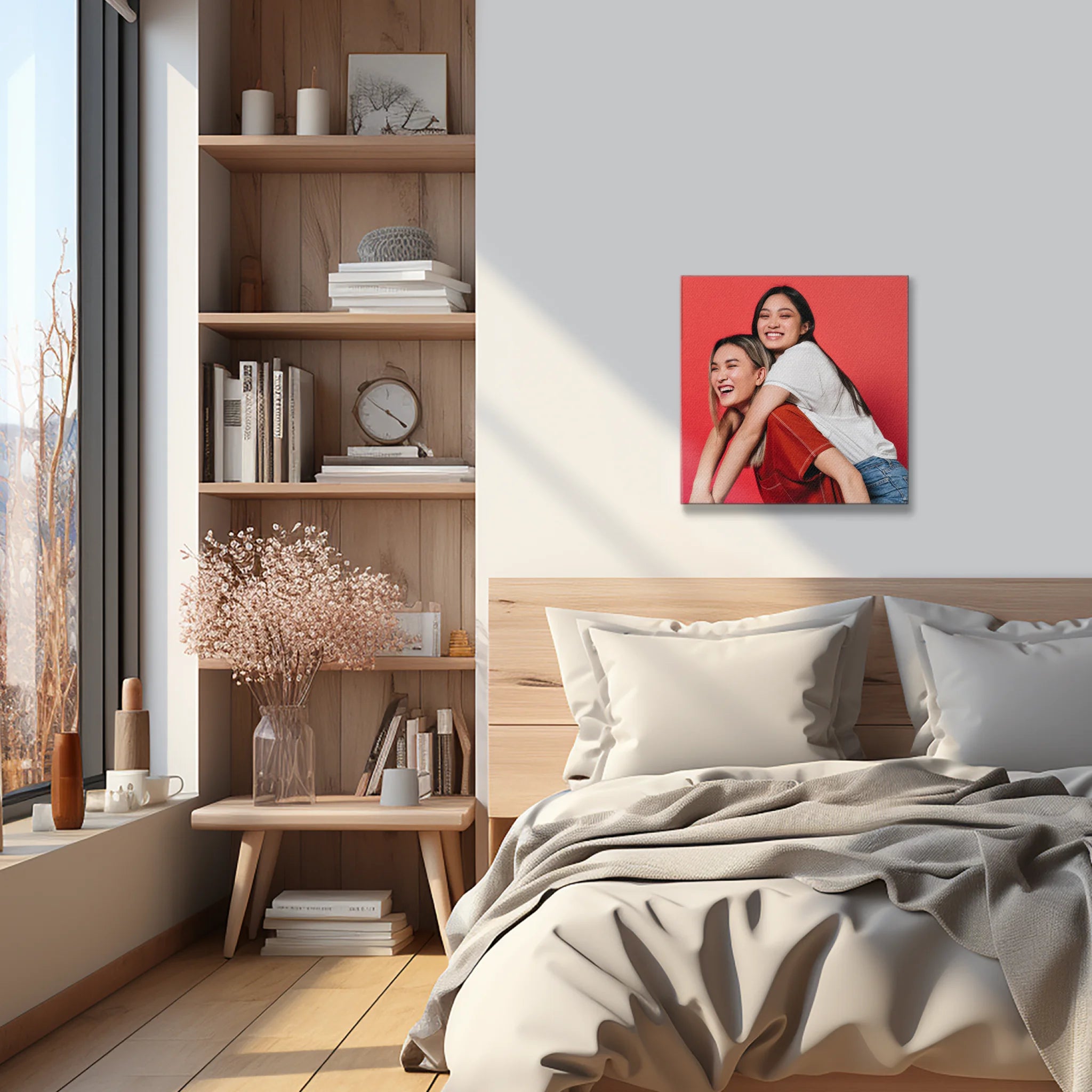 ภาพพิมพ์แคนวาส แขวนอยู่บนหัวเตียงนอน