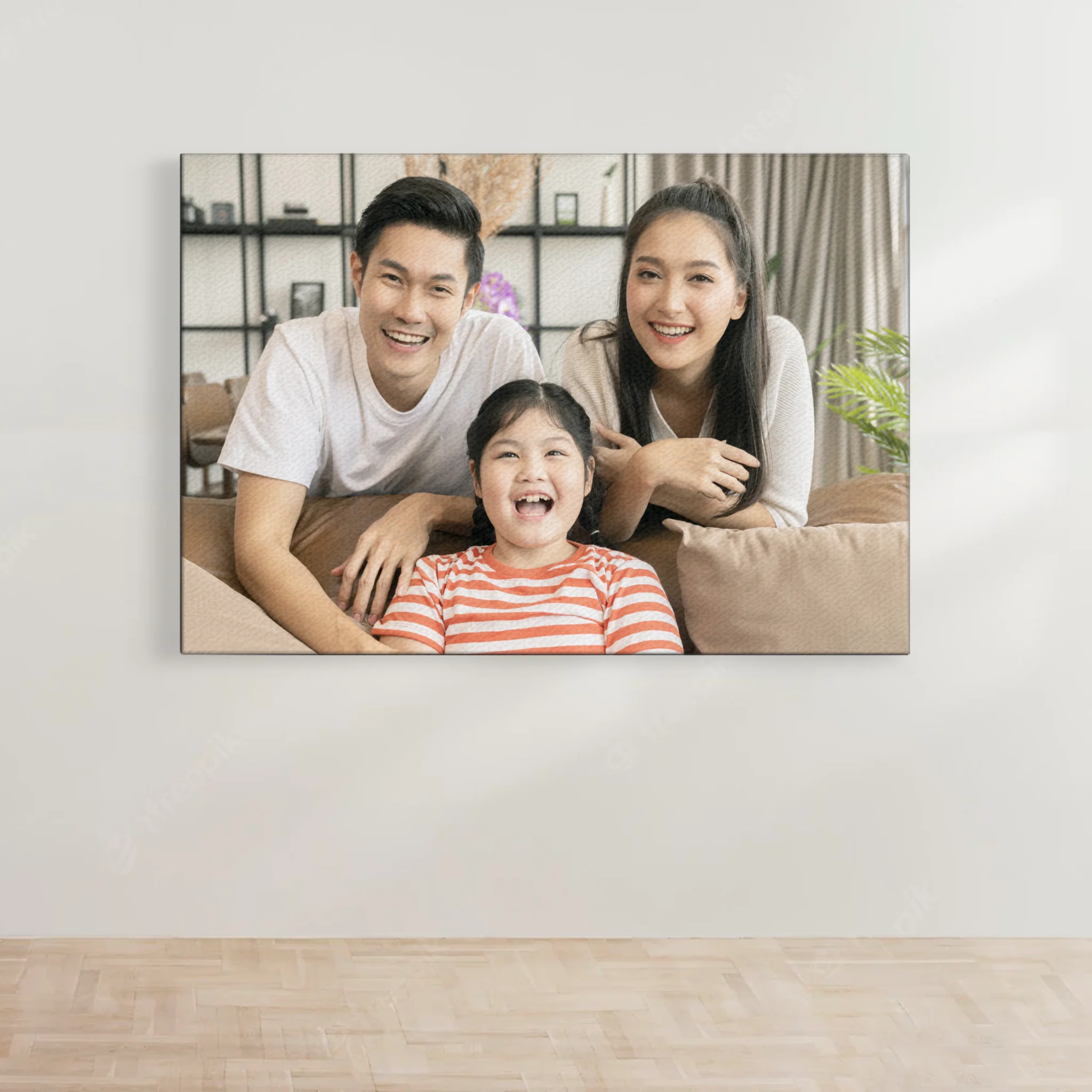 ภาพพิมพ์แคนวาส แขวนอยู่บนผนังสีขาว