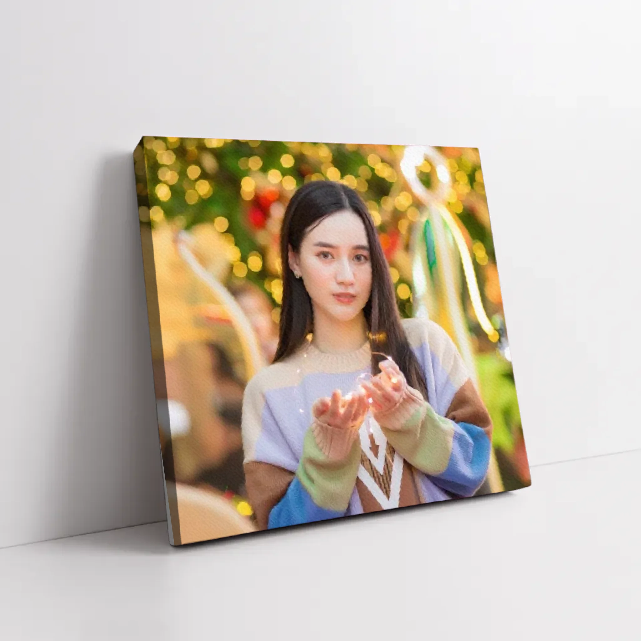 ภาพพิมพ์แคนวาส วางอยู่บนพื้นที่เป็นสีขาว
