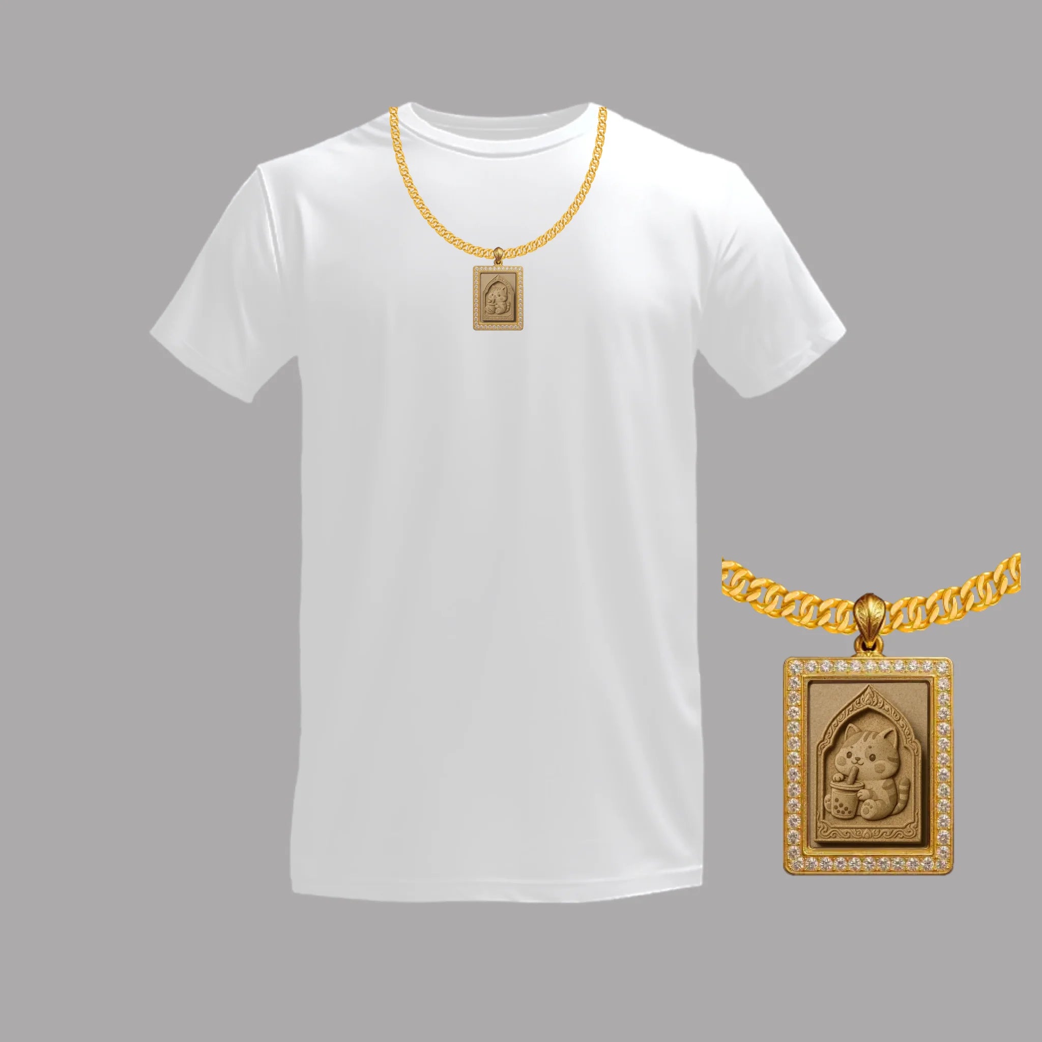 เสื้อยืดพิมพ์ลาย บนพื้นสีขาว