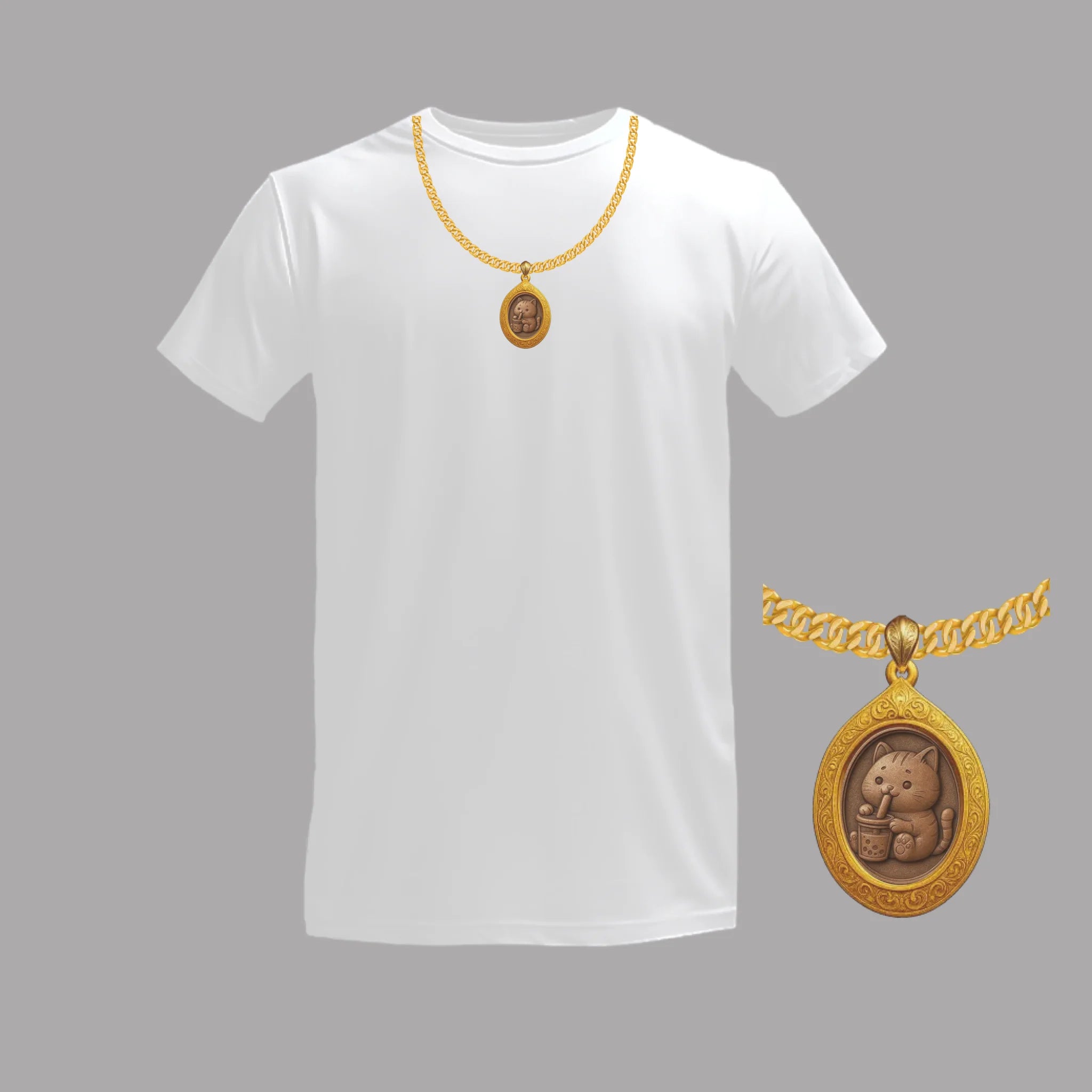 เสื้อยืดพิมพ์ลาย บนพื้นสีขาว