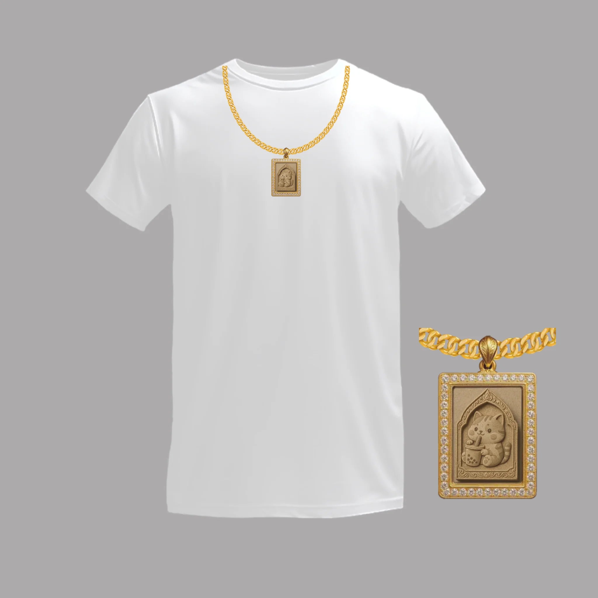 เสื้อยืดพิมพ์ลาย บนพื้นสีขาว