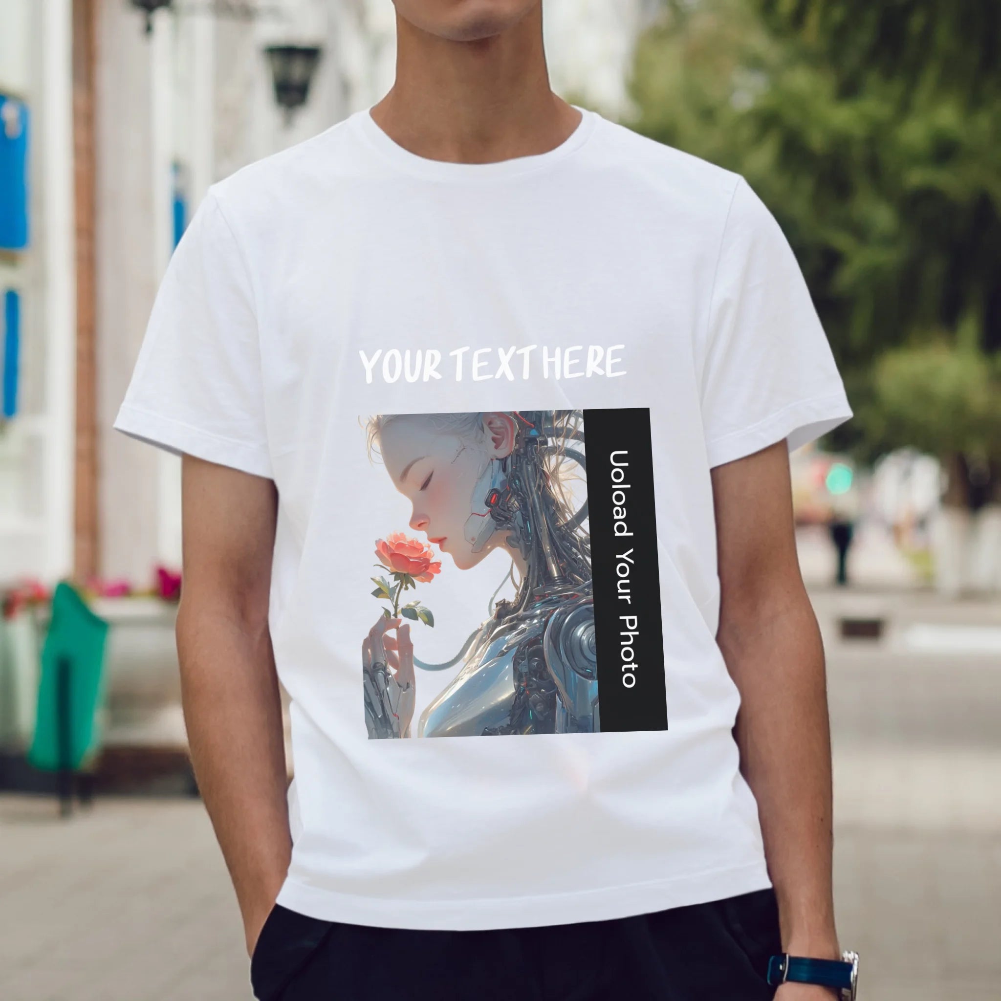 ผู้ชายใส่เสื้อยืด ยืนบนถนน