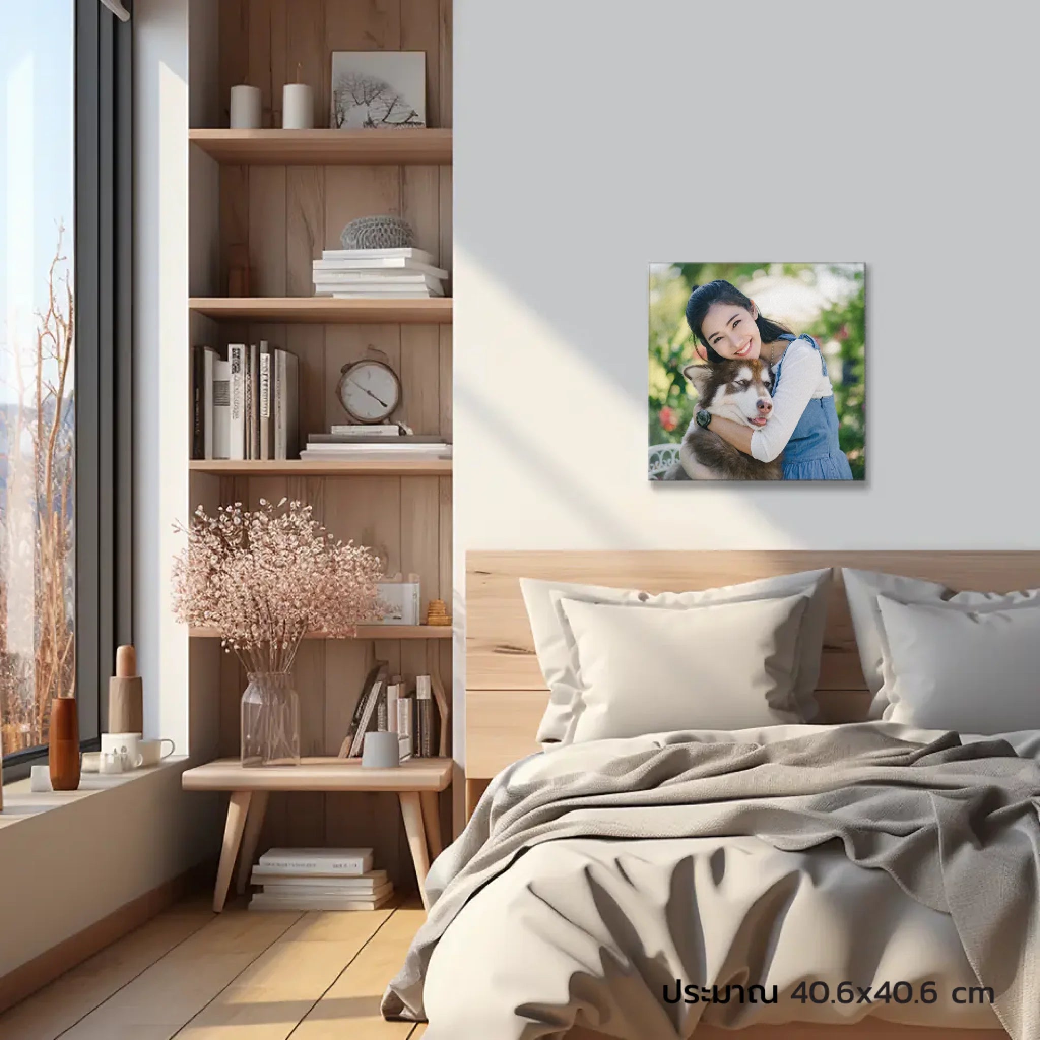 ภาพพิมพ์แคนวาส แขวนอยู่บนหัวเตียงนอน