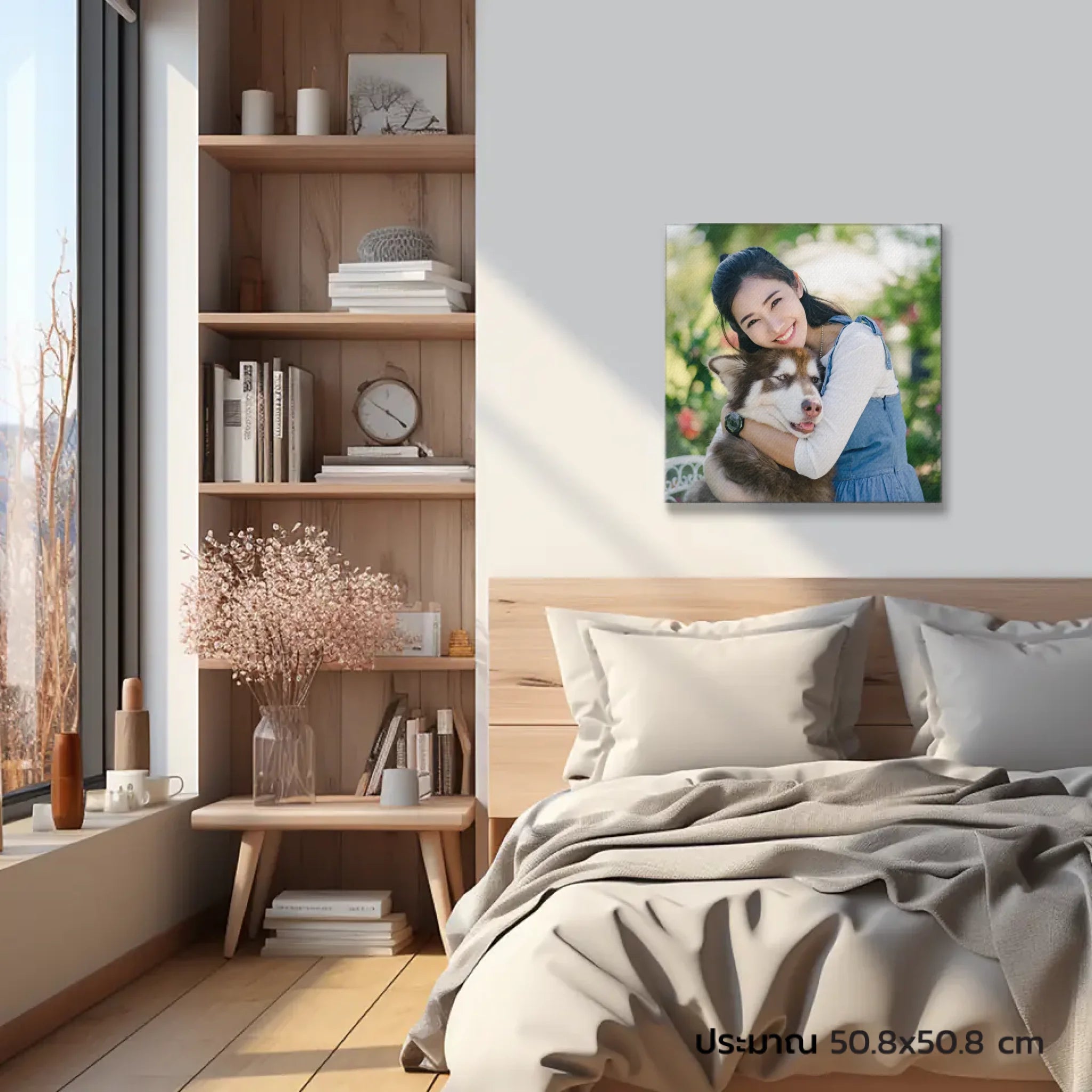 ภาพพิมพ์แคนวาส แขวนอยู่บนหัวเตียงนอน