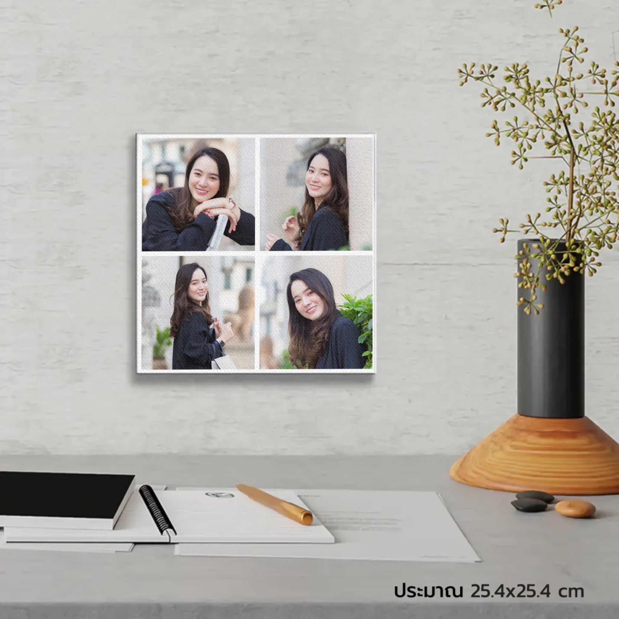 ภาพพิมพ์แคนวาส แขวนอยู่บนโต๊ะทำงาน