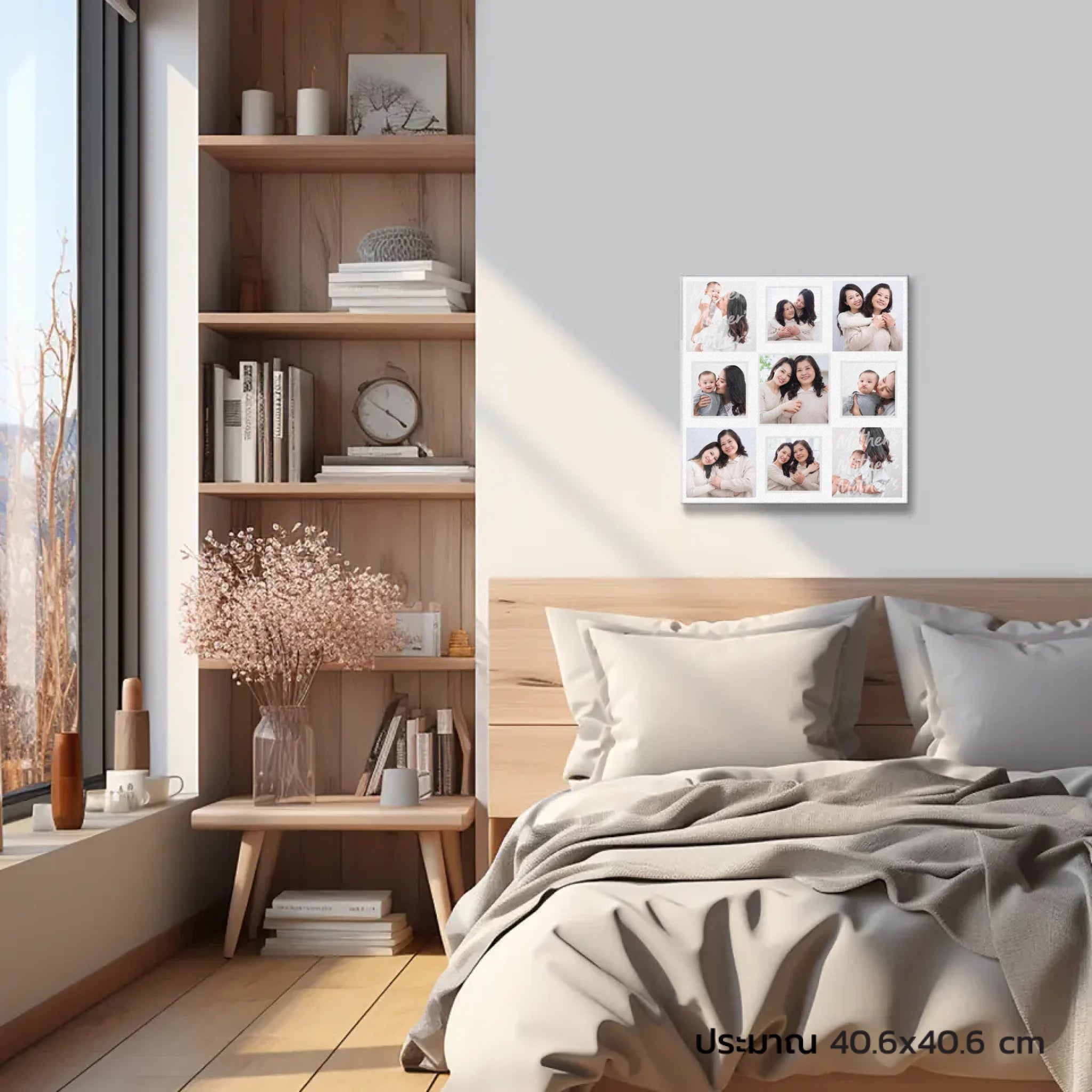 ภาพพิมพ์แคนวาส แขวนอยู่บนหัวเตียงนอน