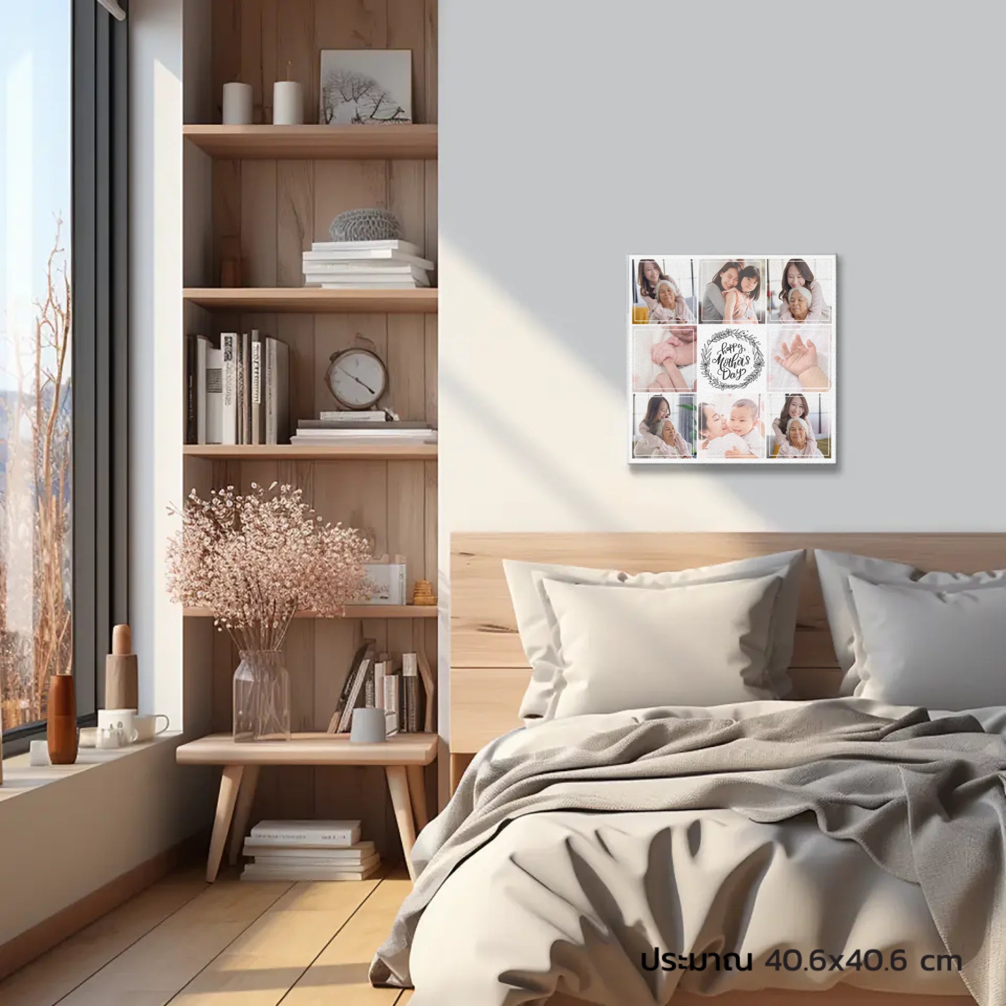 ภาพพิมพ์แคนวาส แขวนอยู่บนหัวเตียงนอน