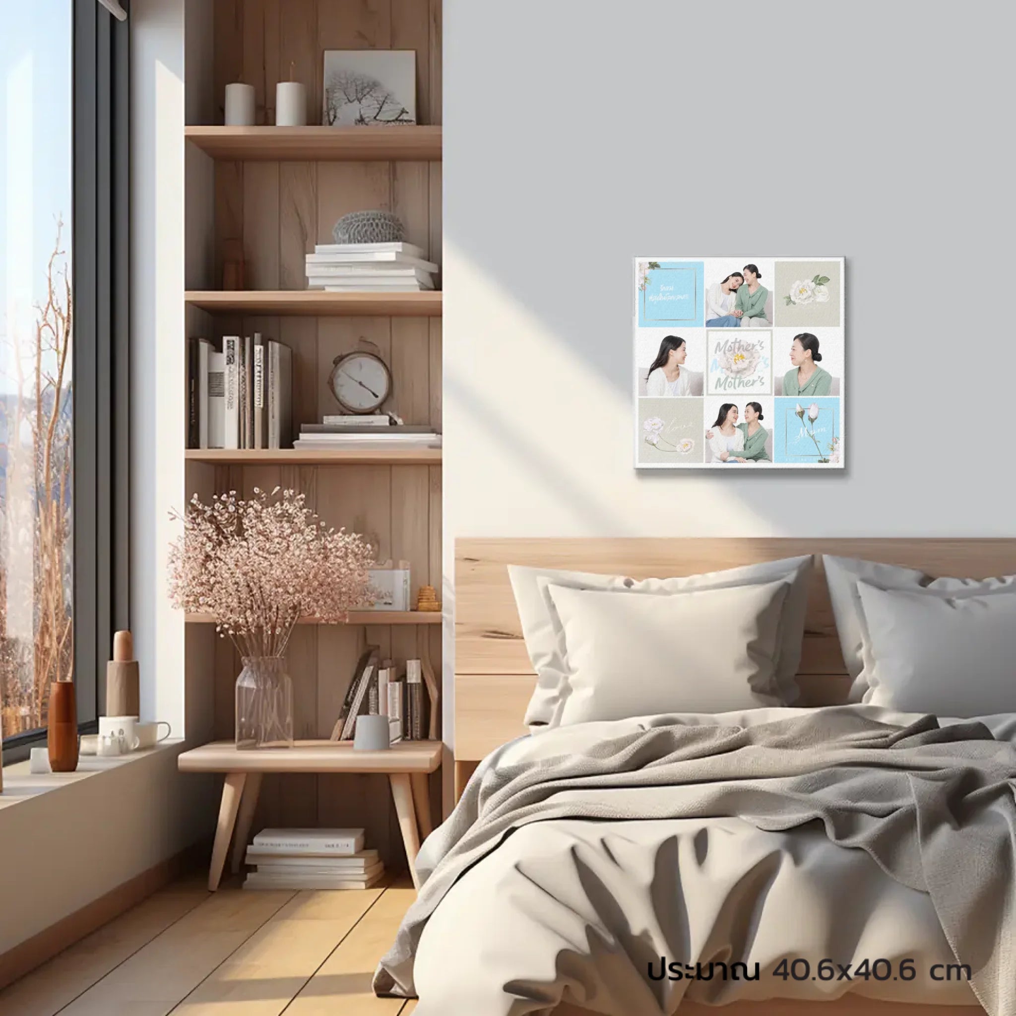 ภาพพิมพ์แคนวาส แขวนอยู่บนหัวเตียงนอน