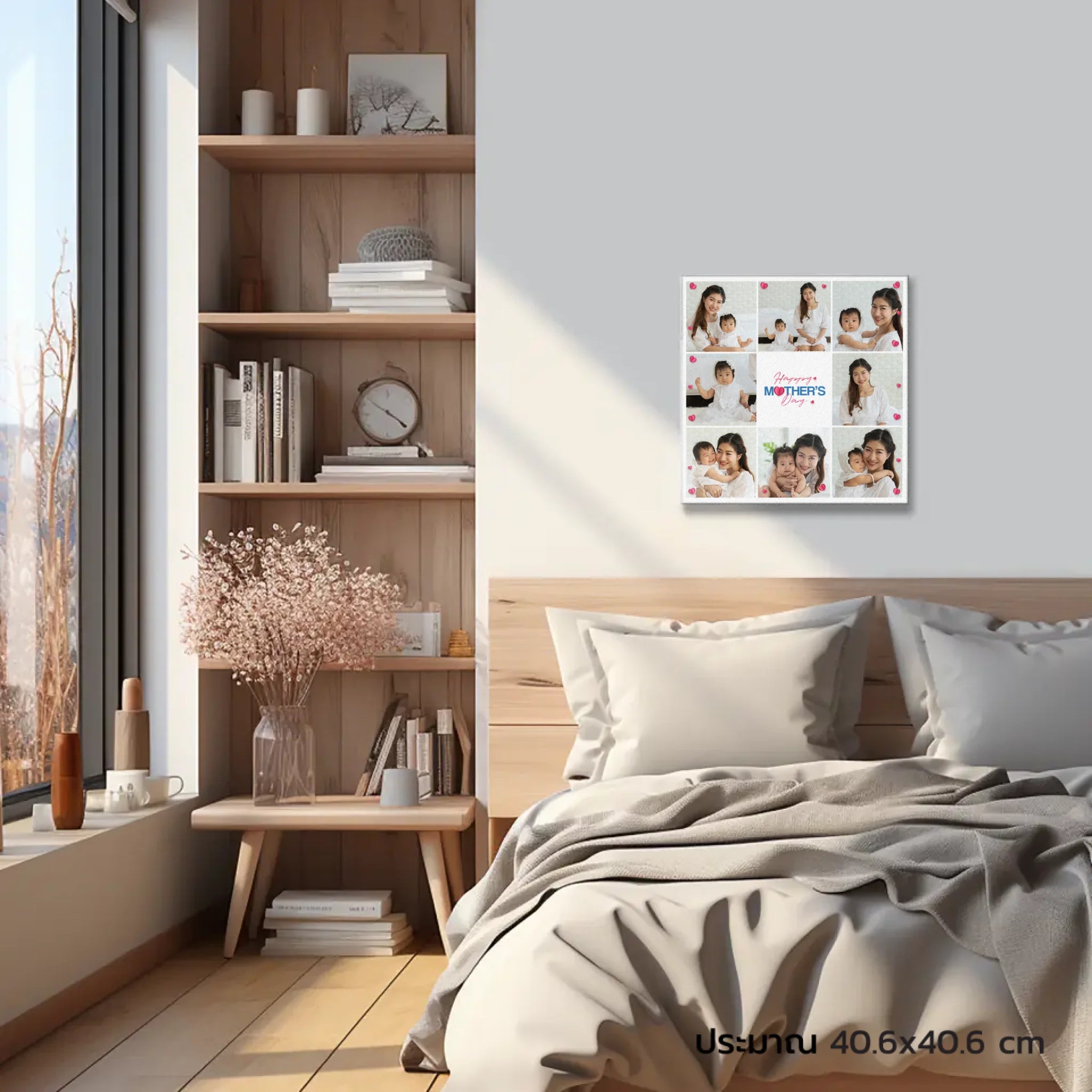 ภาพพิมพ์แคนวาส แขวนอยู่บนหัวเตียงนอน