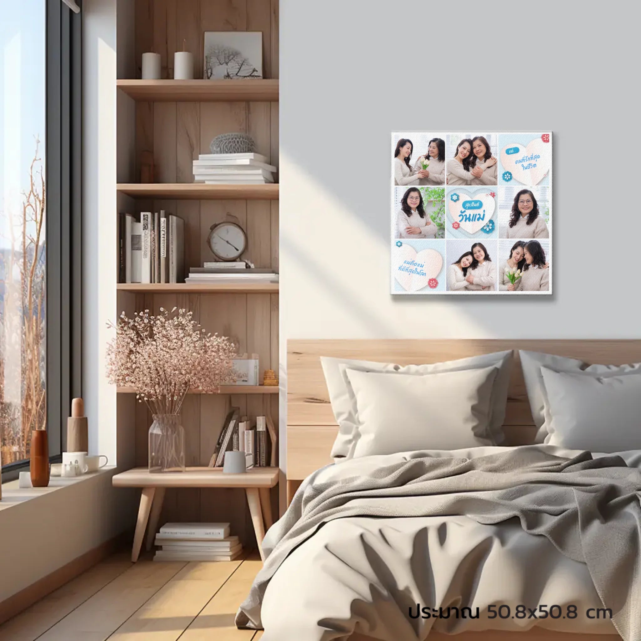 ภาพพิมพ์แคนวาส แขวนอยู่บนหัวเตียงนอน