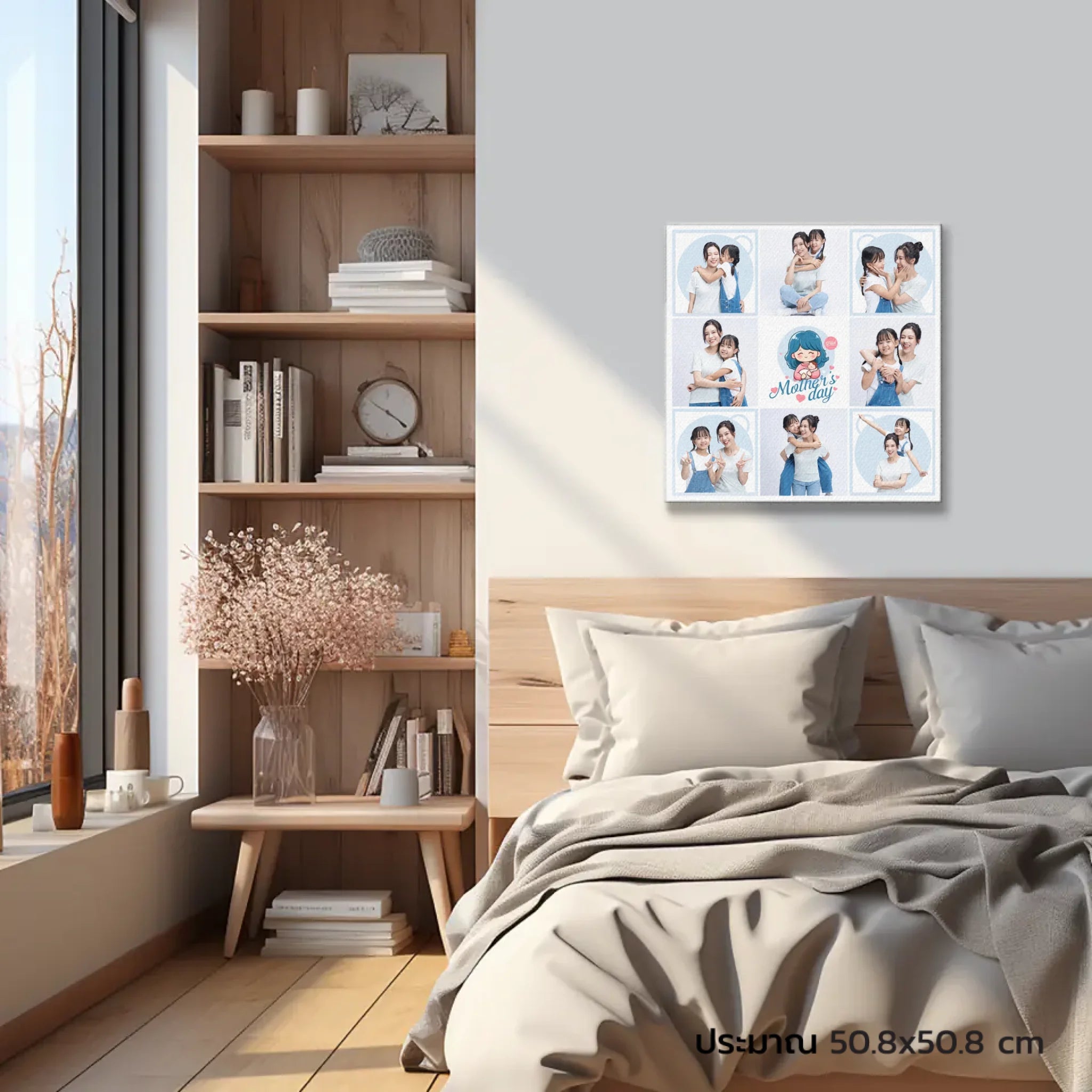 ภาพพิมพ์แคนวาส แขวนอยู่บนหัวเตียงนอน