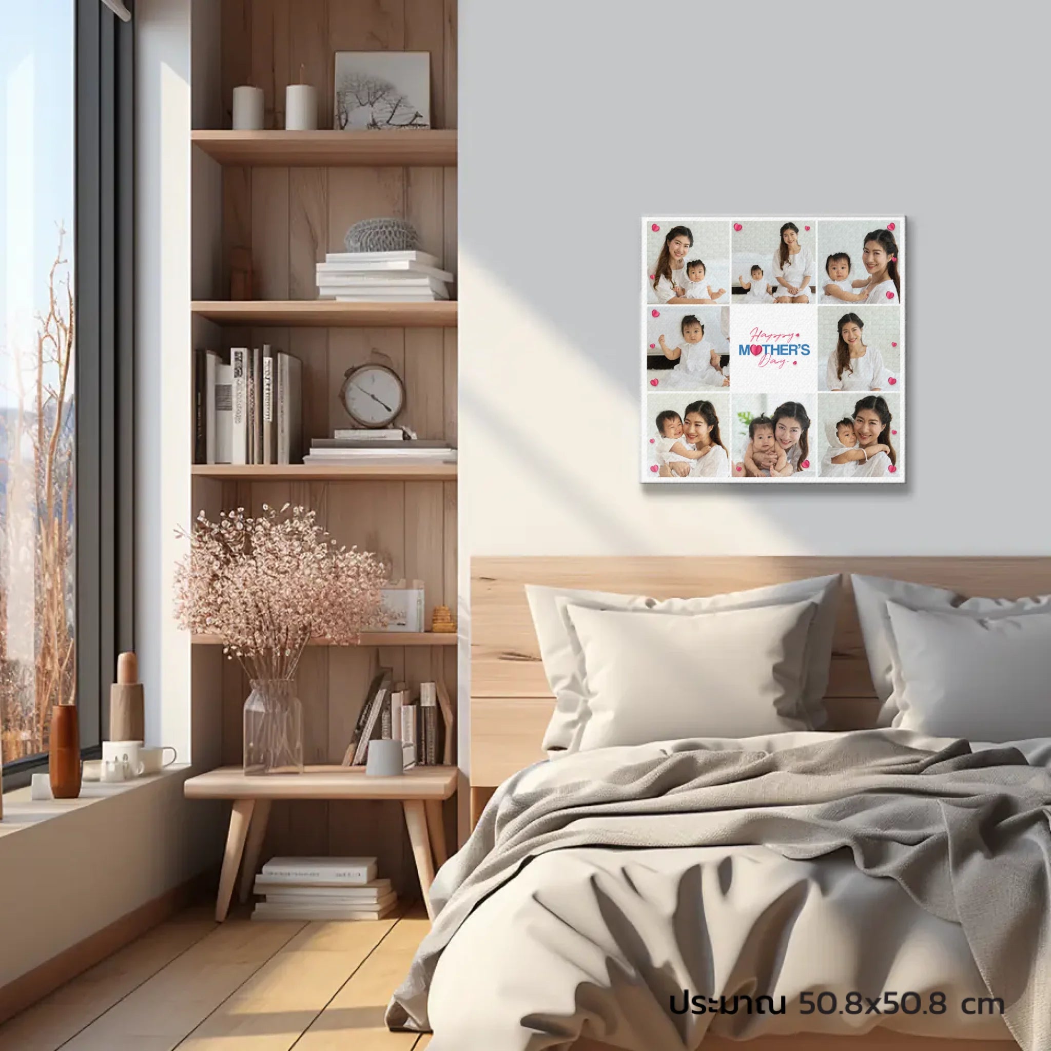 ภาพพิมพ์แคนวาส แขวนอยู่บนหัวเตียงนอน