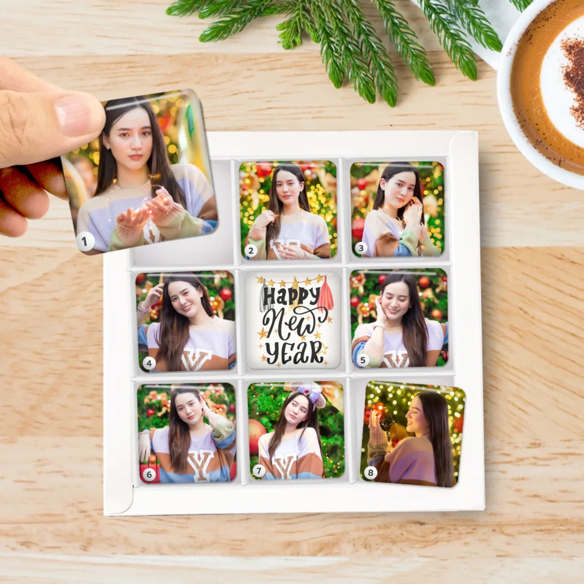 รูปภาพ แม่เหล็กติดตู้เย็น วางในกล่องของขวัญ 9ชิ้น