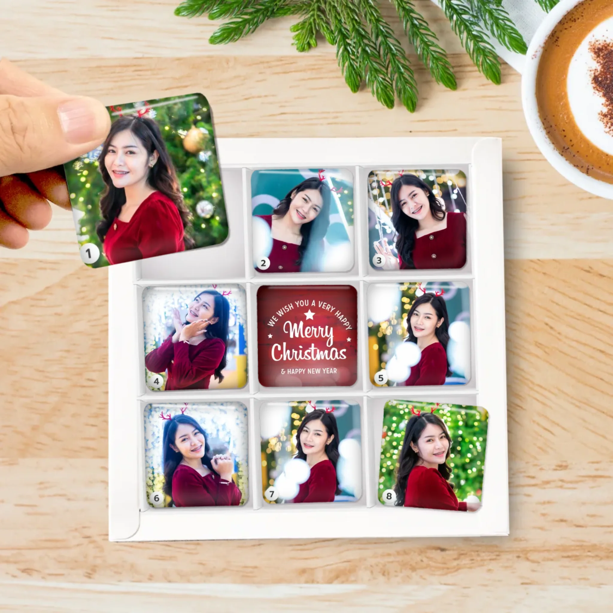 รูปภาพ แม่เหล็กติดตู้เย็น วางในกล่องของขวัญ 9ชิ้น