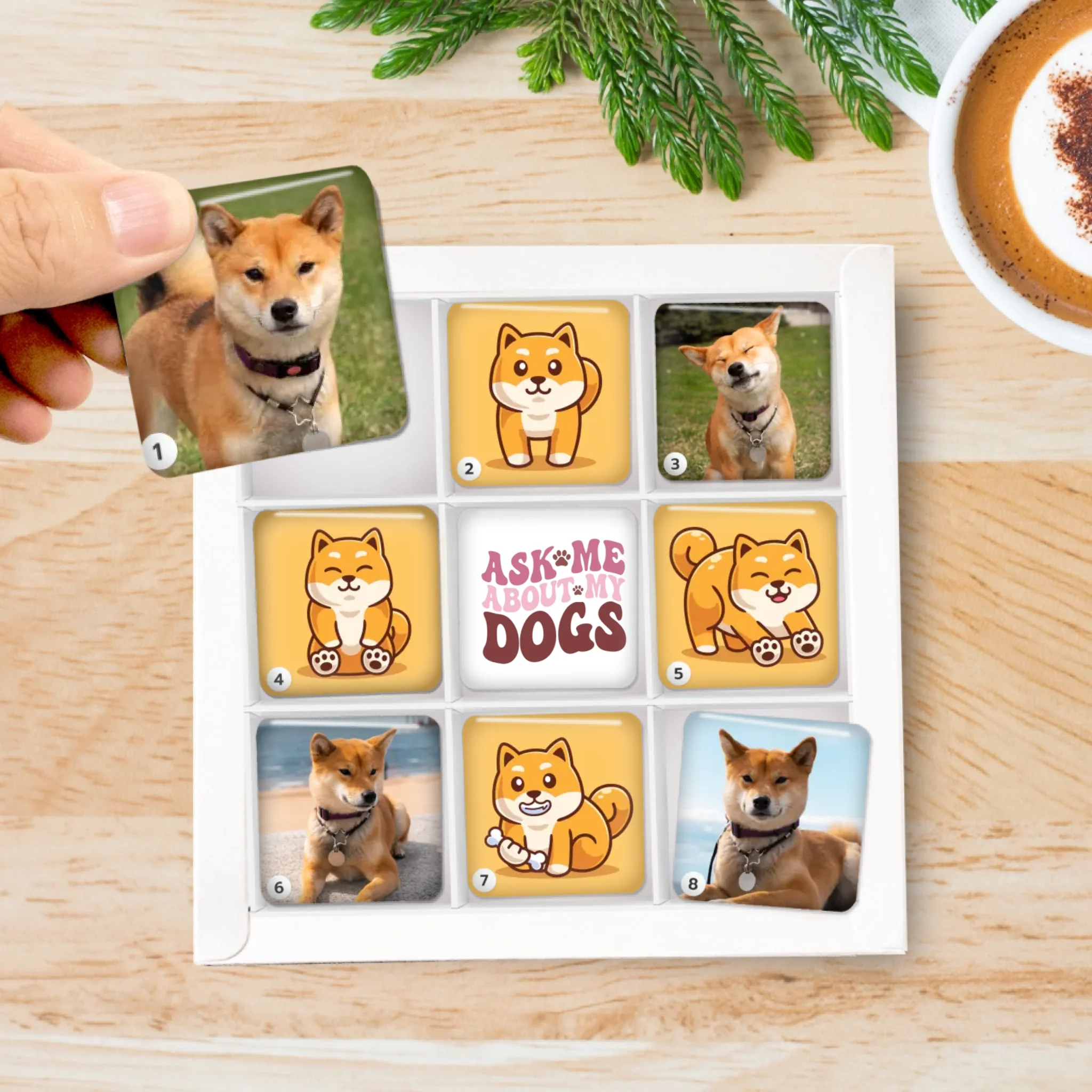 รูปภาพ แม่เหล็กติดตู้เย็น วางในกล่องของขวัญ 9ชิ้น