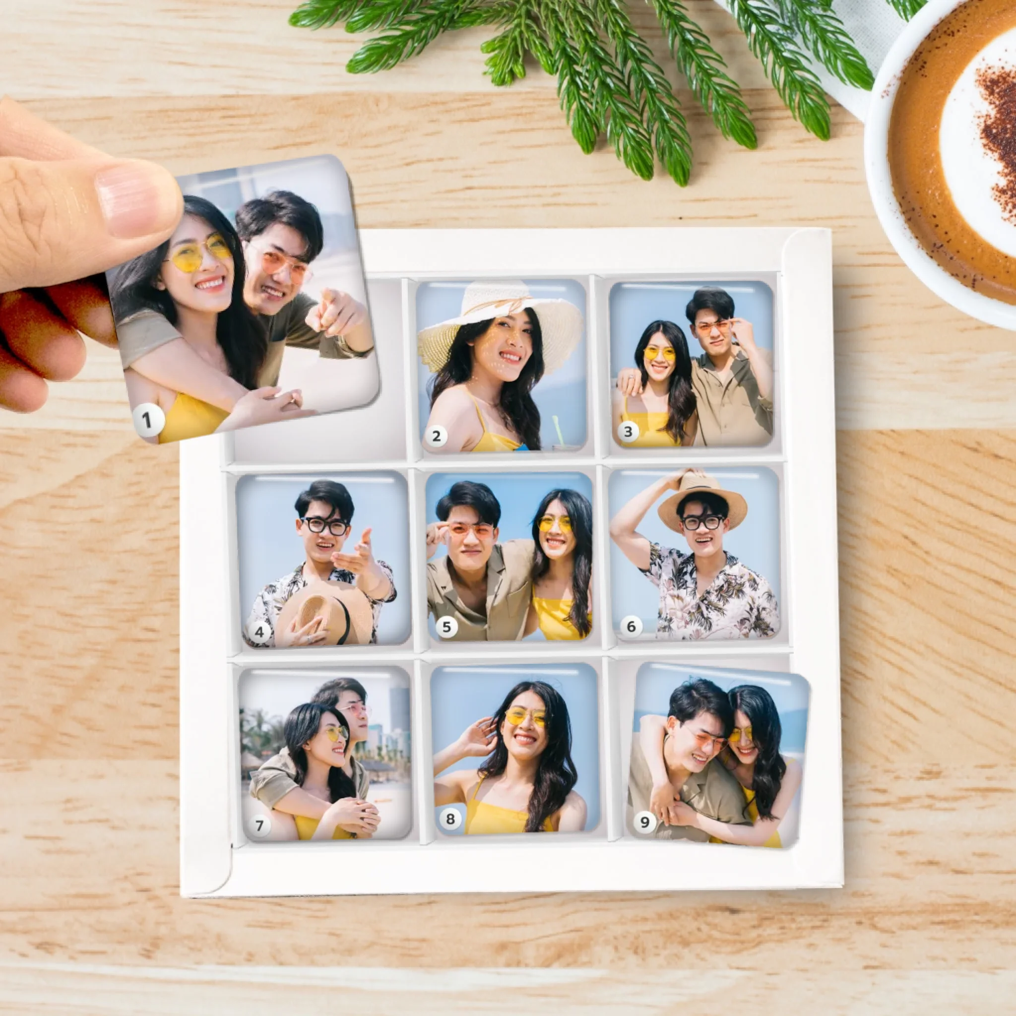 รูปภาพ แม่เหล็กติดตู้เย็น วางในกล่องของขวัญ 9ชิ้น