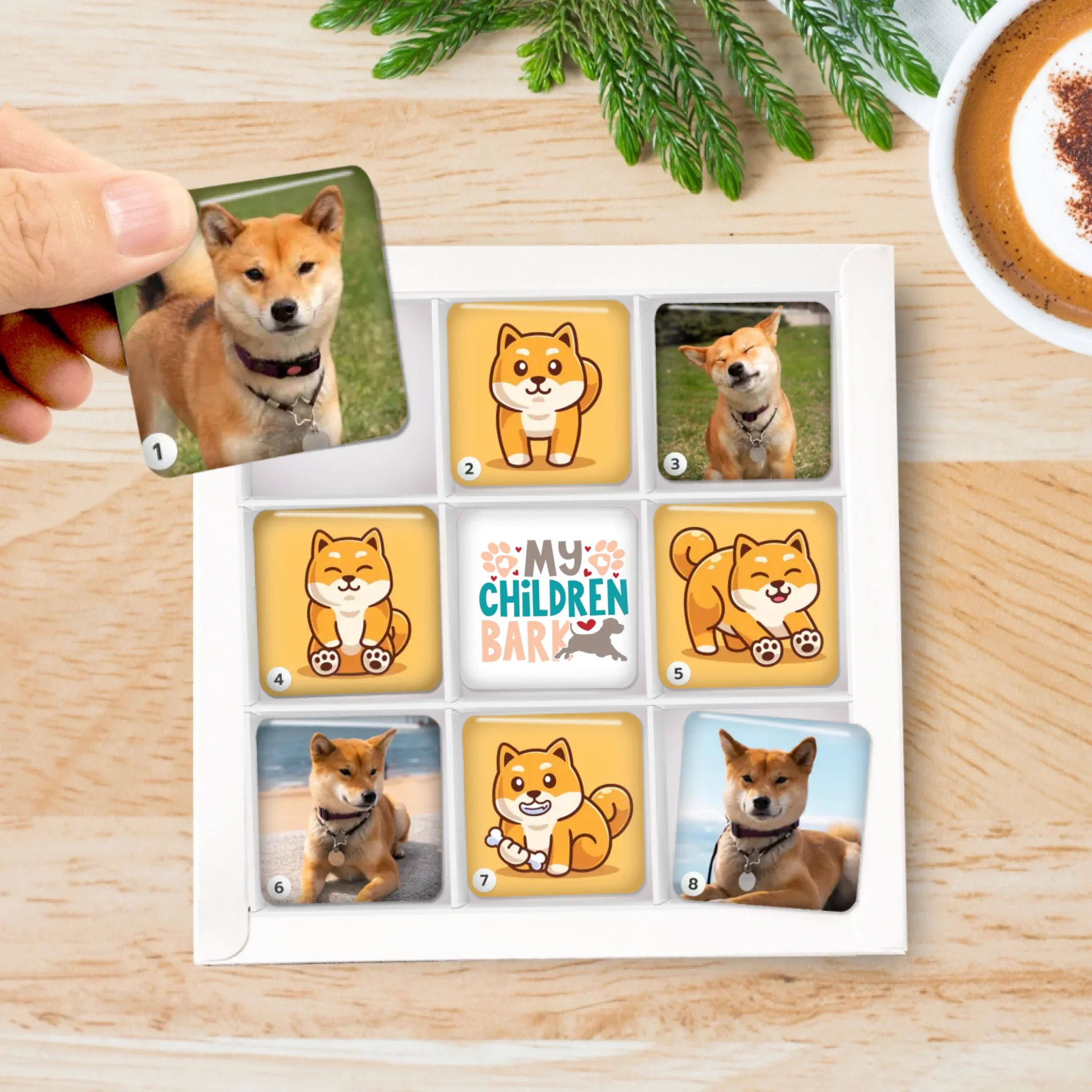 รูปภาพ แม่เหล็กติดตู้เย็น วางในกล่องของขวัญ 9ชิ้น