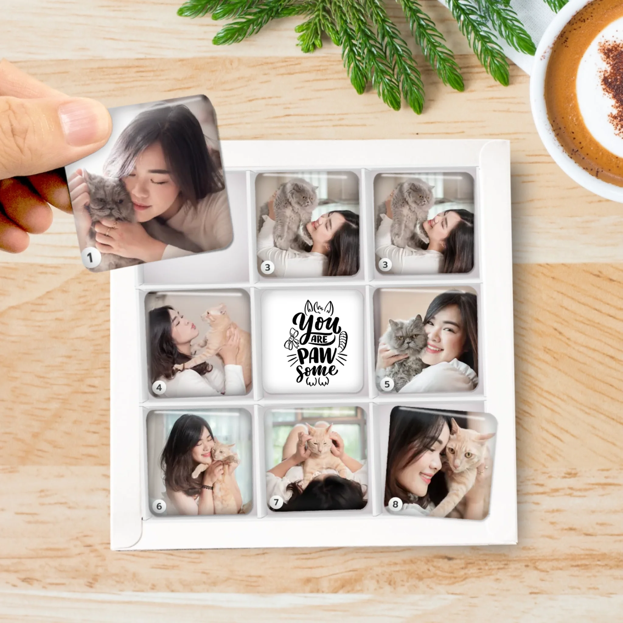 รูปภาพ แม่เหล็กติดตู้เย็น วางในกล่องของขวัญ 9ชิ้น