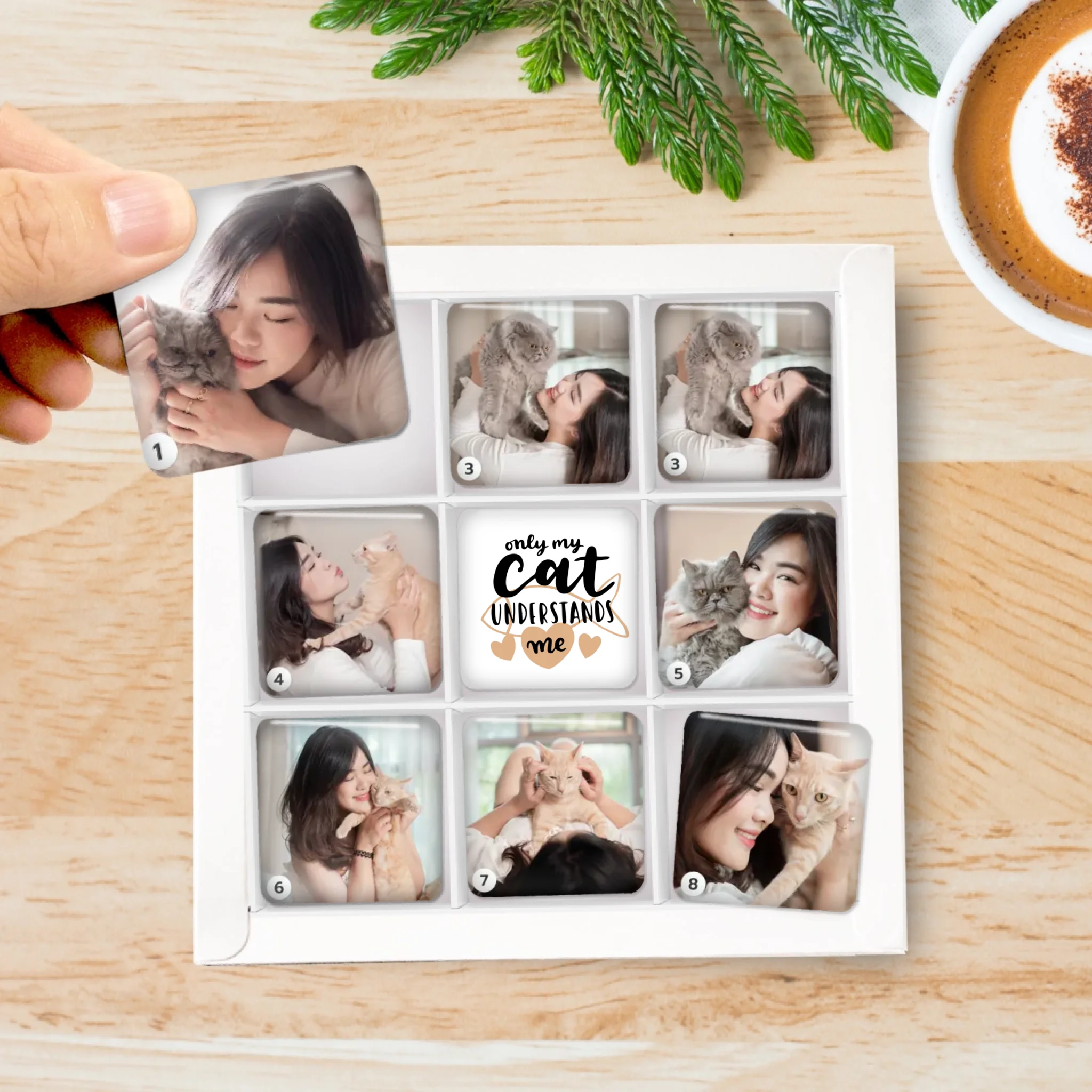 รูปภาพ แม่เหล็กติดตู้เย็น วางในกล่องของขวัญ 9ชิ้น