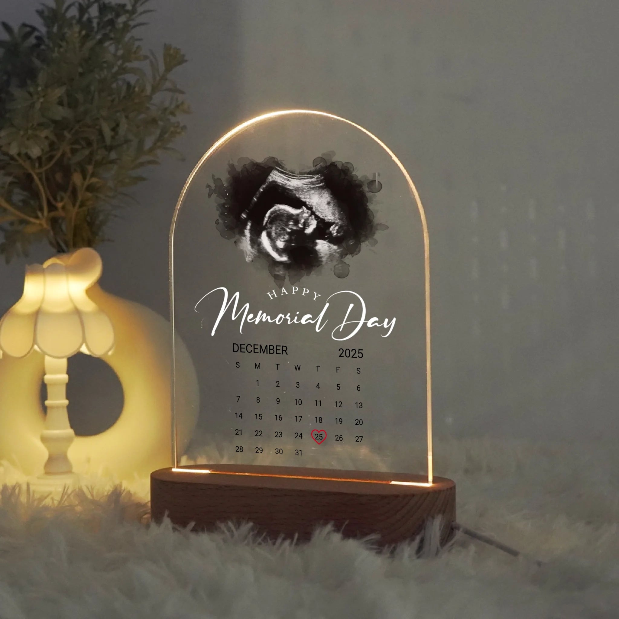 โคมไฟอะคริลิก พิมพ์ UV คุณภาพสูง พร้อมฐานตั้งและไฟ LED