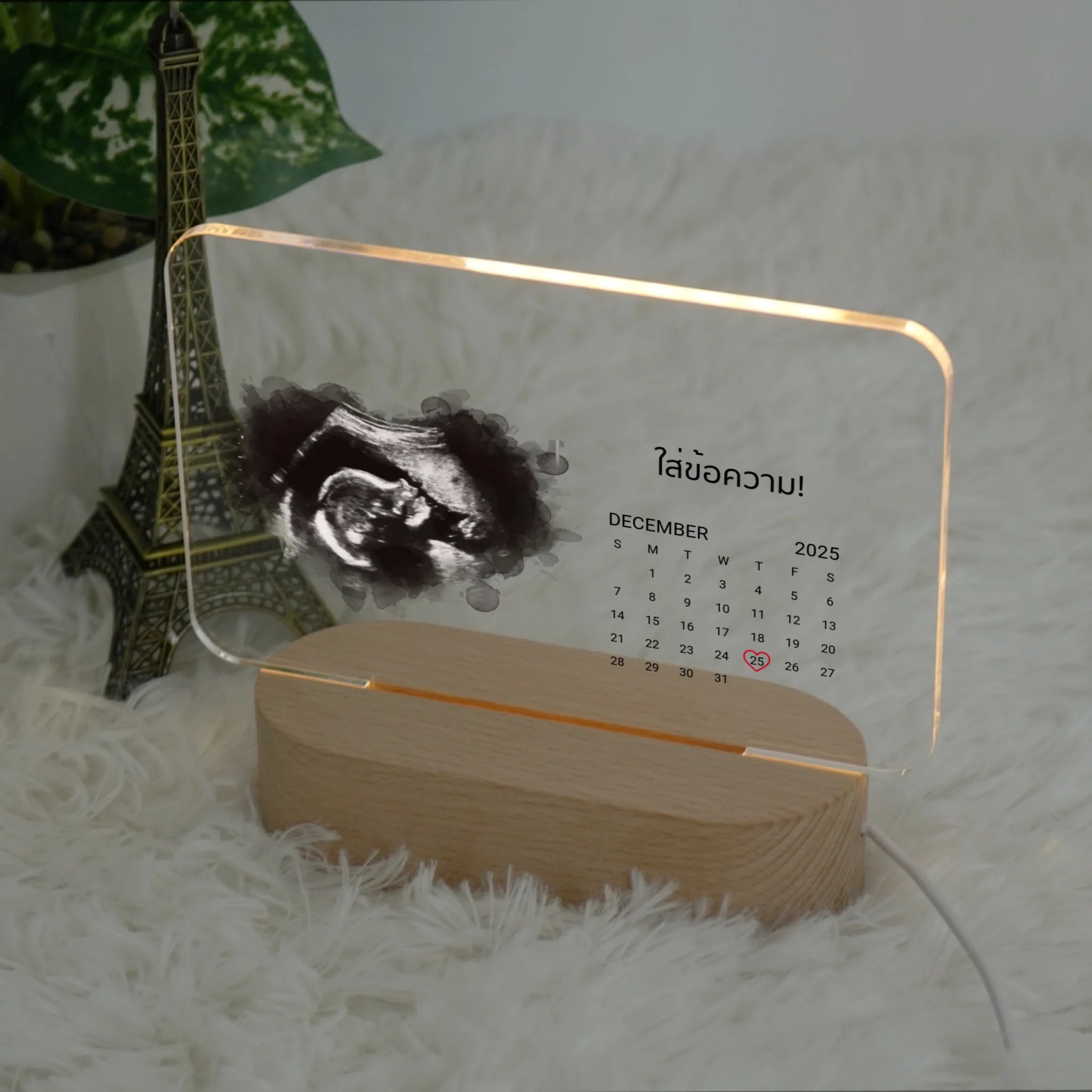 โคมไฟอะคริลิก พิมพ์ UV คุณภาพสูง พร้อมฐานตั้งและไฟ LED