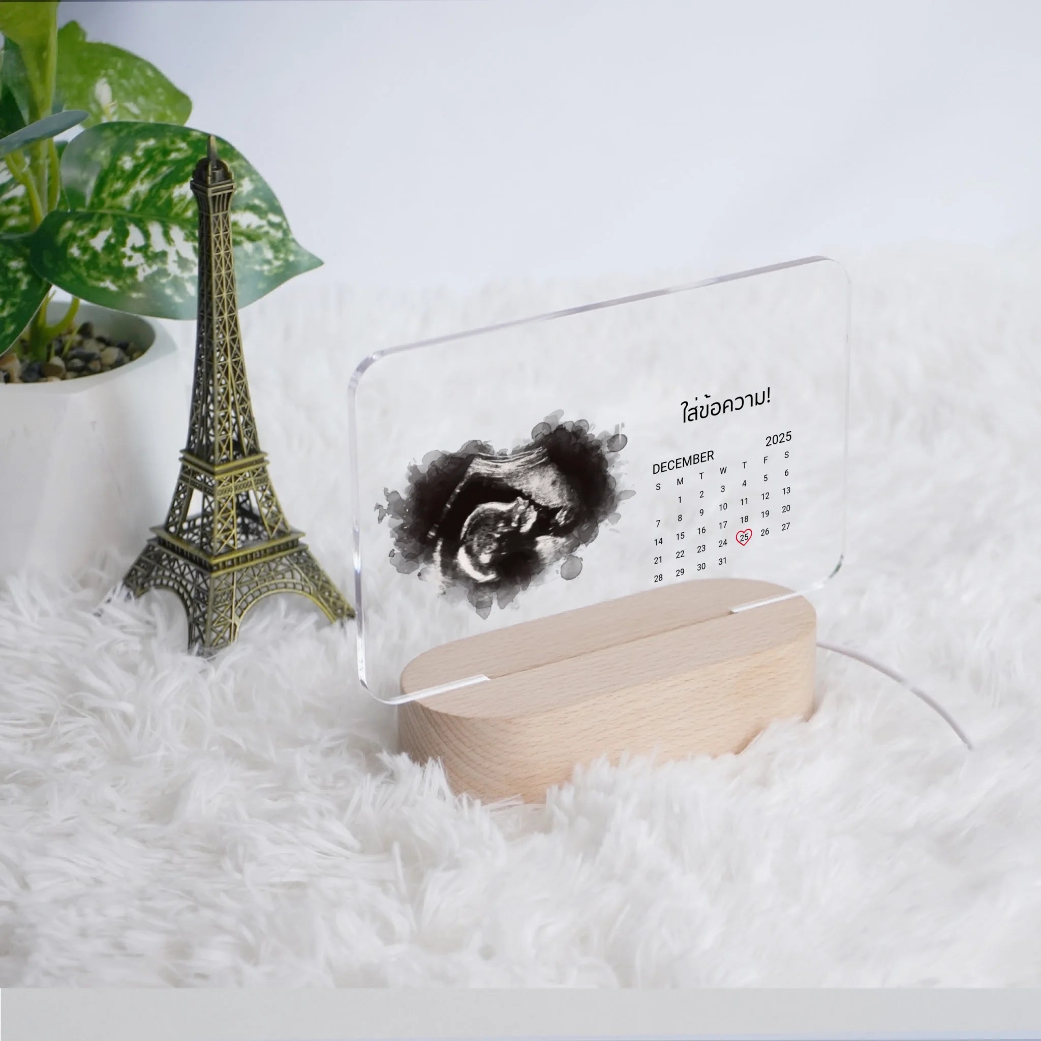 โคมไฟอะคริลิก พิมพ์ UV คุณภาพสูง พร้อมฐานตั้งและไฟ LED