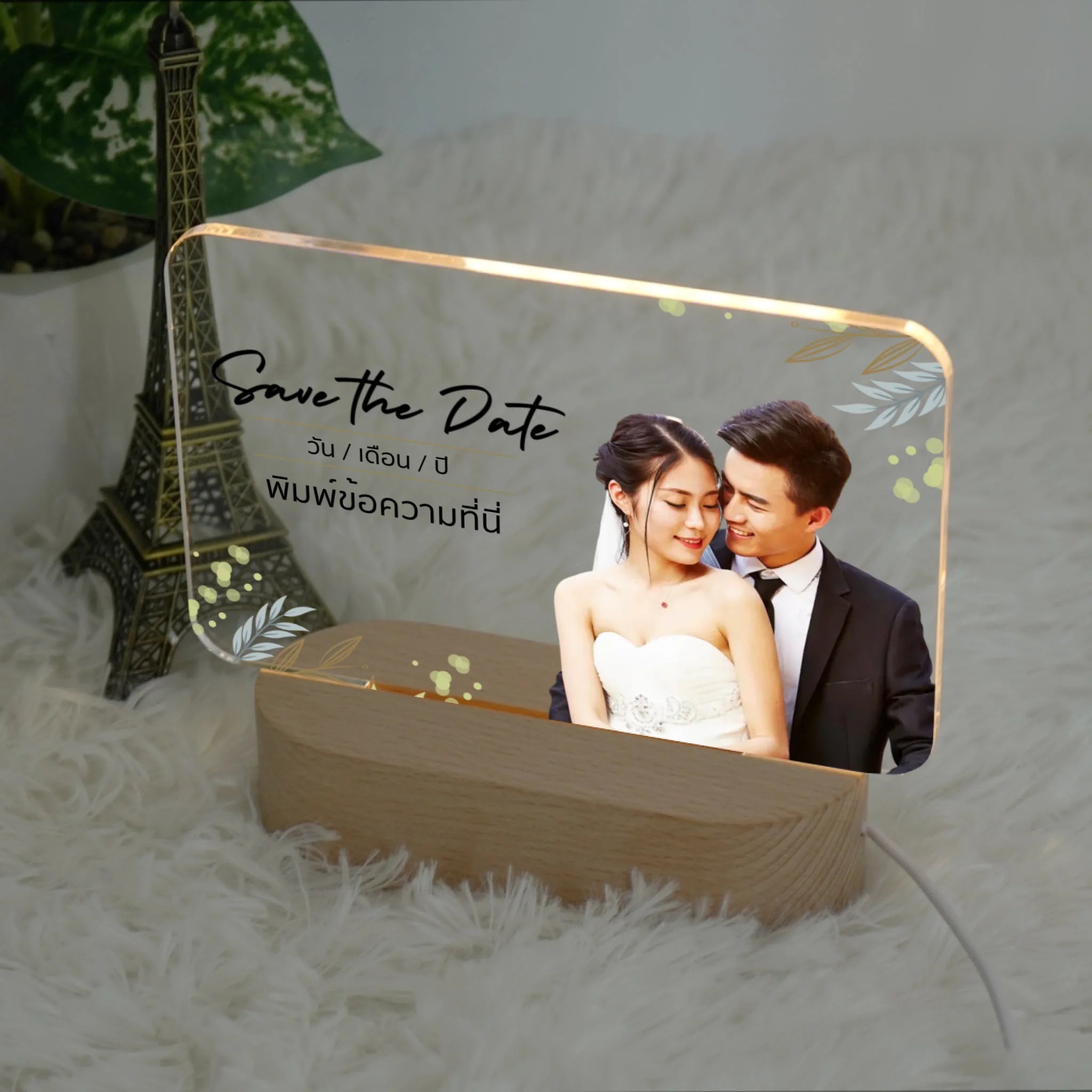 โคมไฟอะคริลิก พิมพ์ UV คุณภาพสูง พร้อมฐานตั้งและไฟ LED