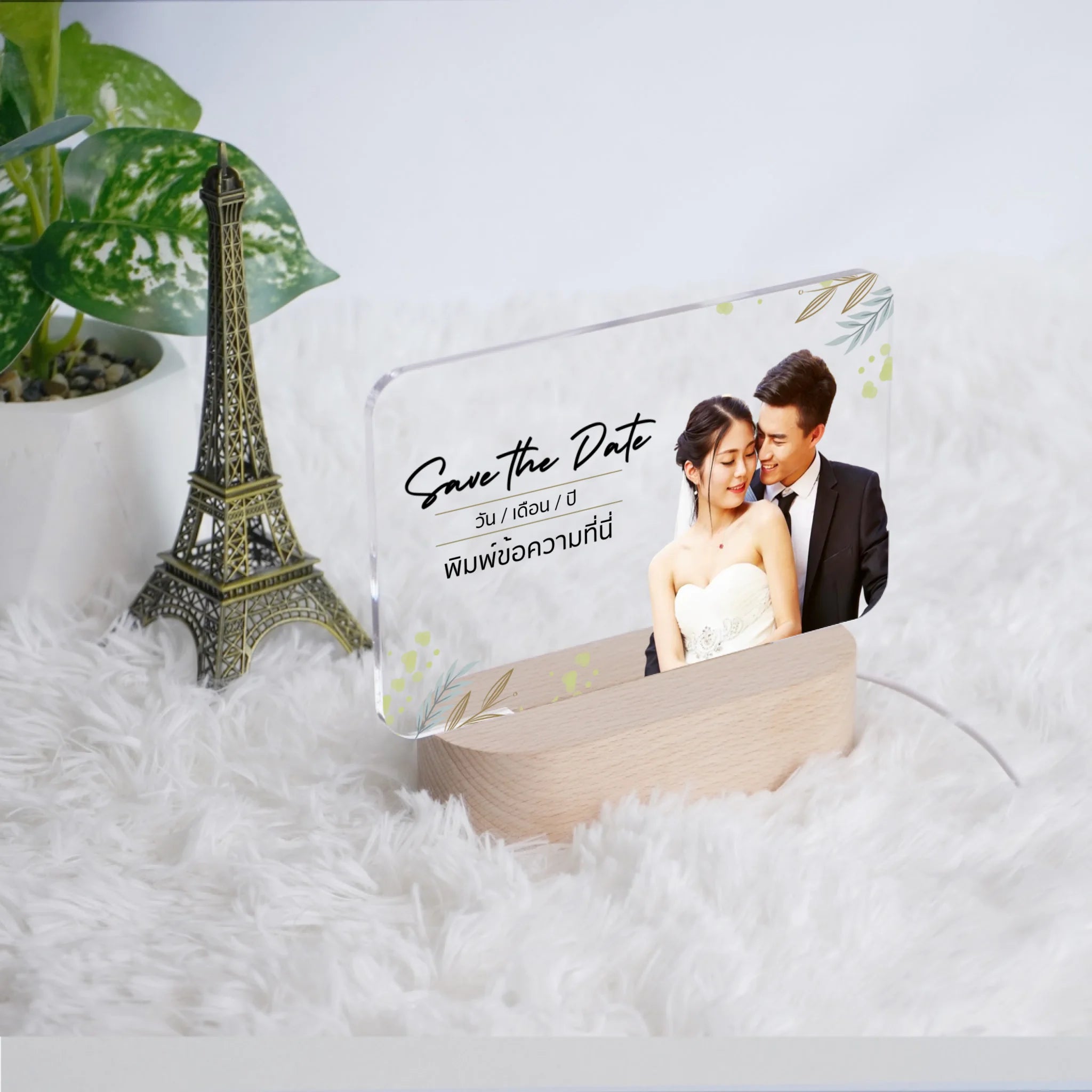 โคมไฟอะคริลิก พิมพ์ UV คุณภาพสูง พร้อมฐานตั้งและไฟ LED