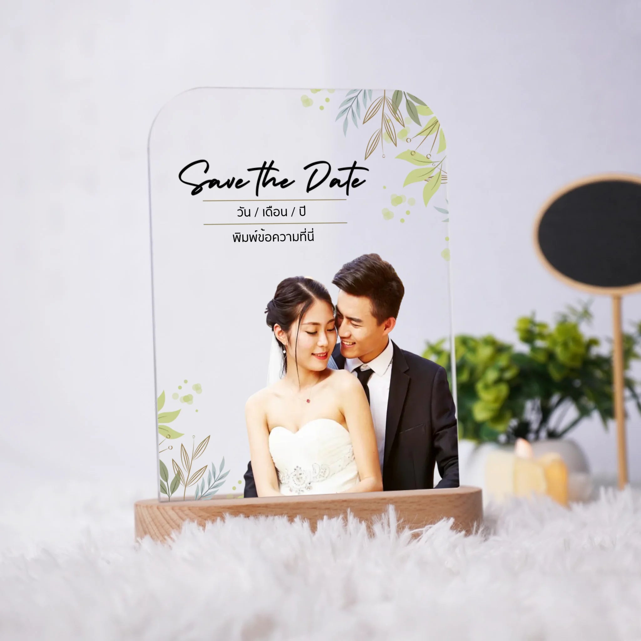 โคมไฟอะคริลิก พิมพ์ UV คุณภาพสูง พร้อมฐานตั้งและไฟ LED