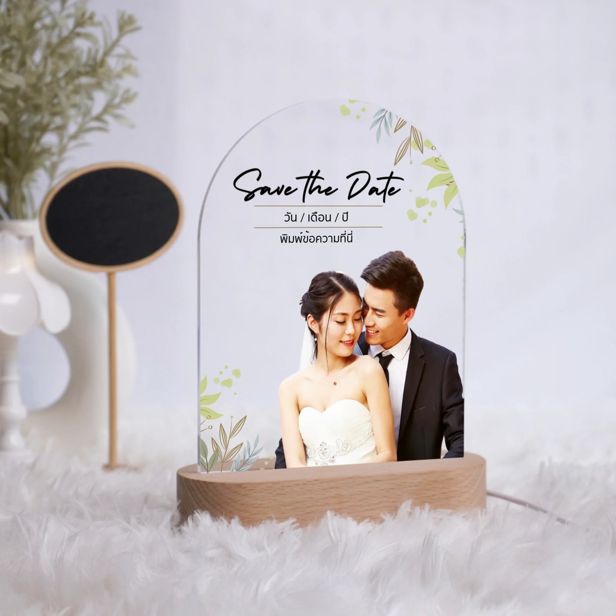 โคมไฟอะคริลิก พิมพ์ UV คุณภาพสูง พร้อมฐานตั้งและไฟ LED