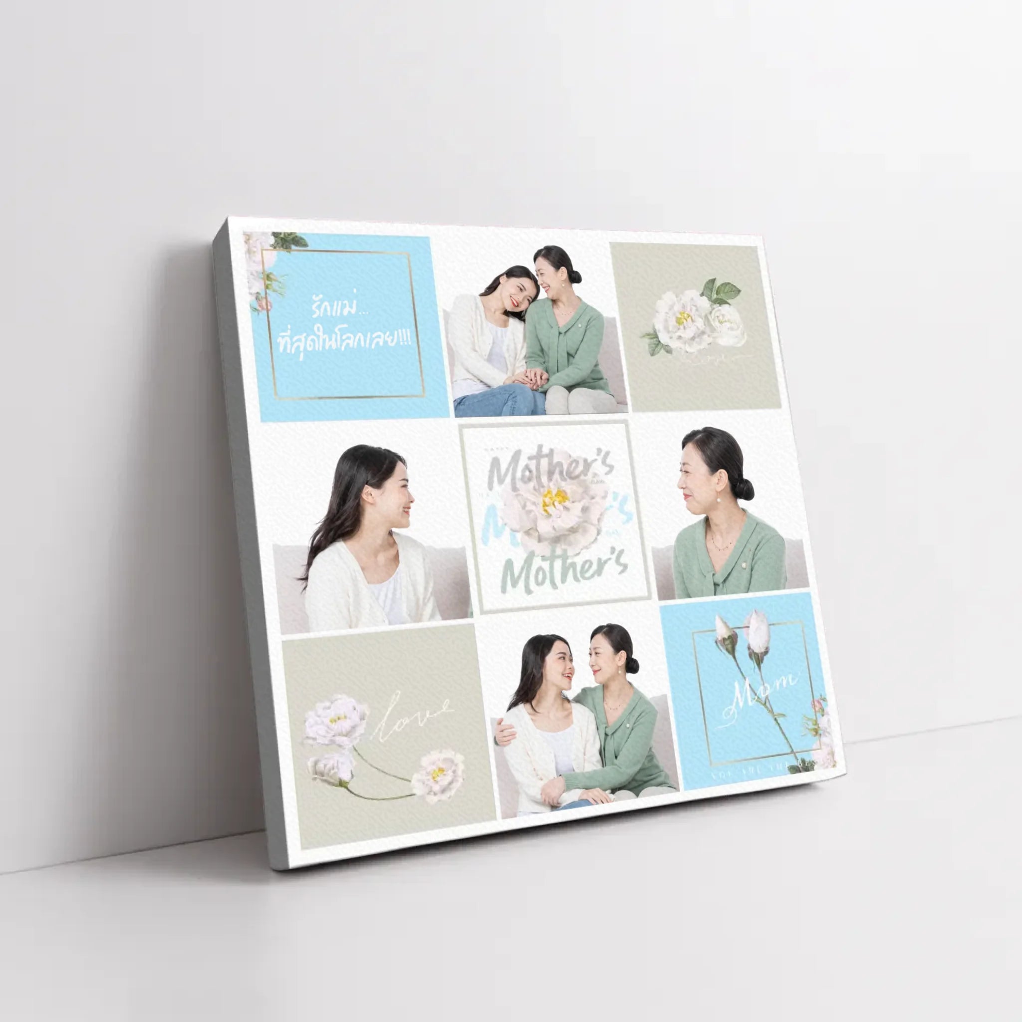 ภาพพิมพ์แคนวาส วางอยู่บนพื้นที่เป็นสีขาว