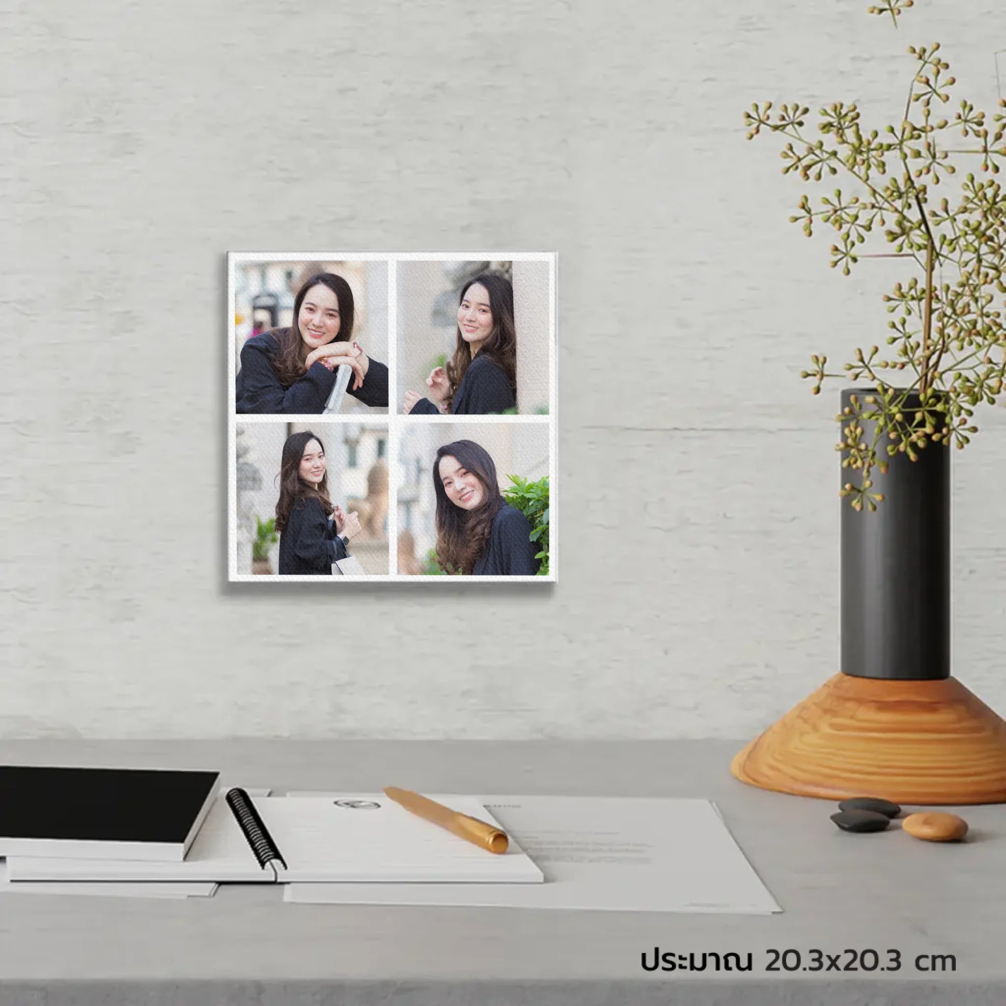 ภาพพิมพ์แคนวาส แขวนอยู่บนโต๊ะทำงาน