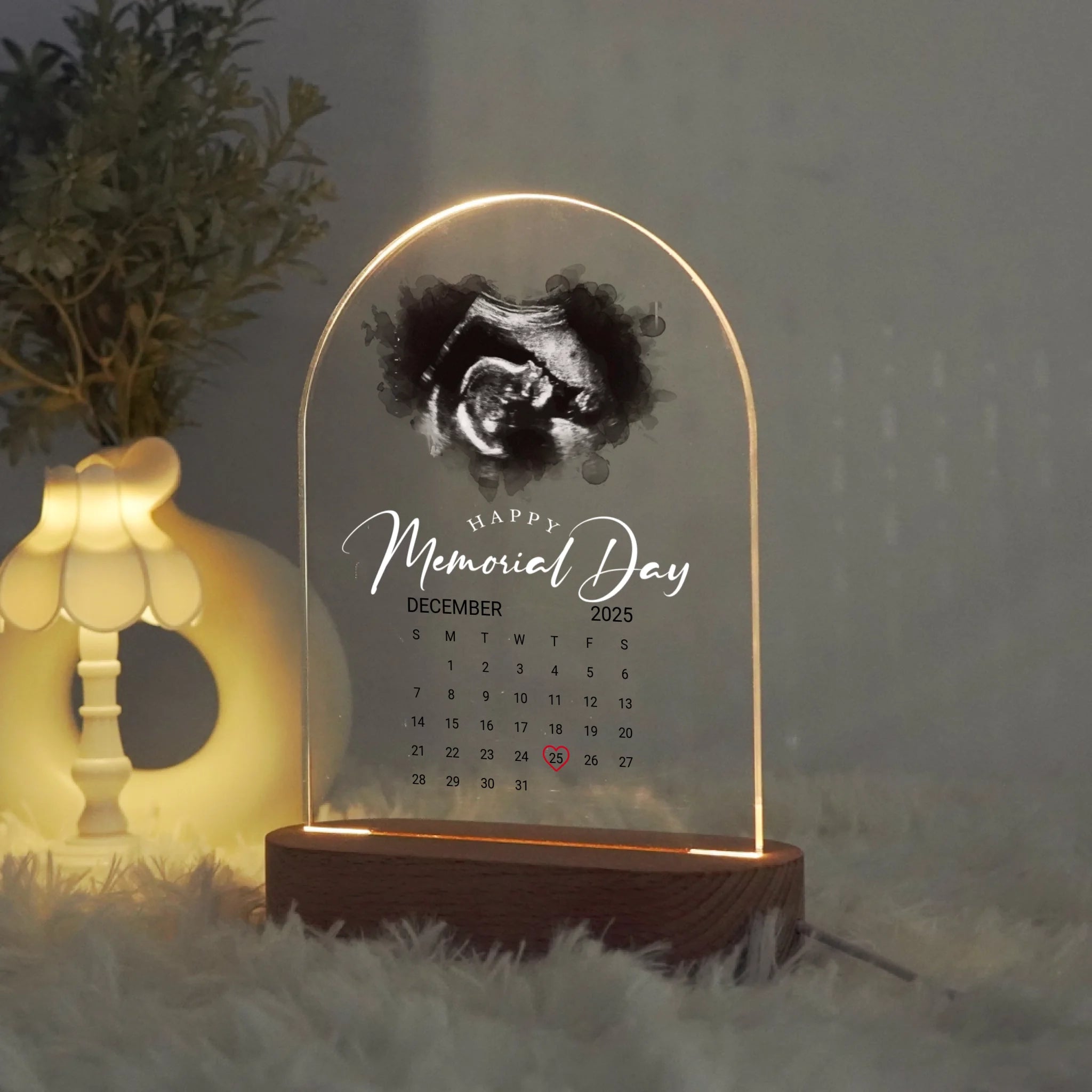 โคมไฟอะคริลิก พิมพ์ UV คุณภาพสูง พร้อมฐานตั้งและไฟ LED