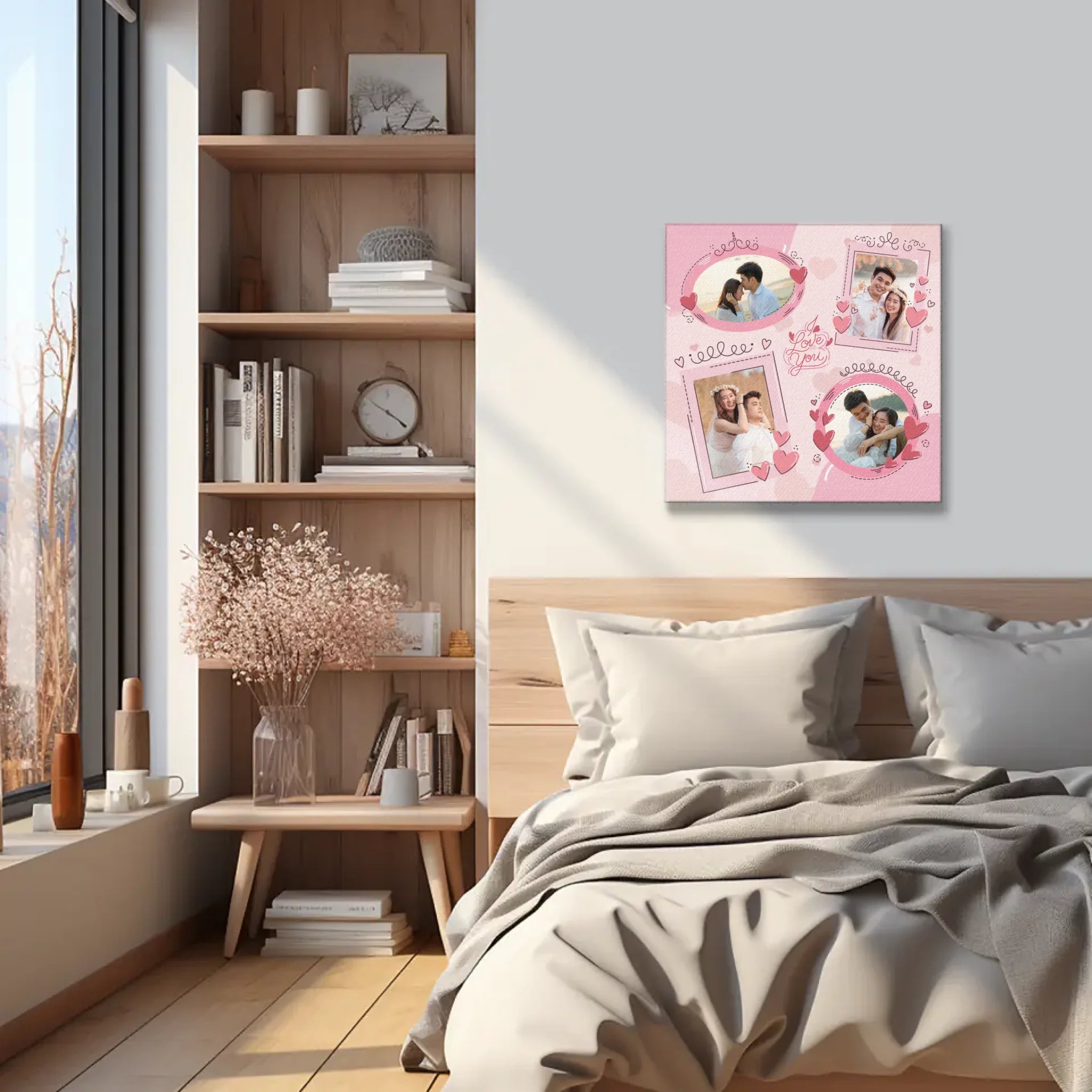 ภาพพิมพ์แคนวาส แขวนอยู่บนหัวเตียงนอน