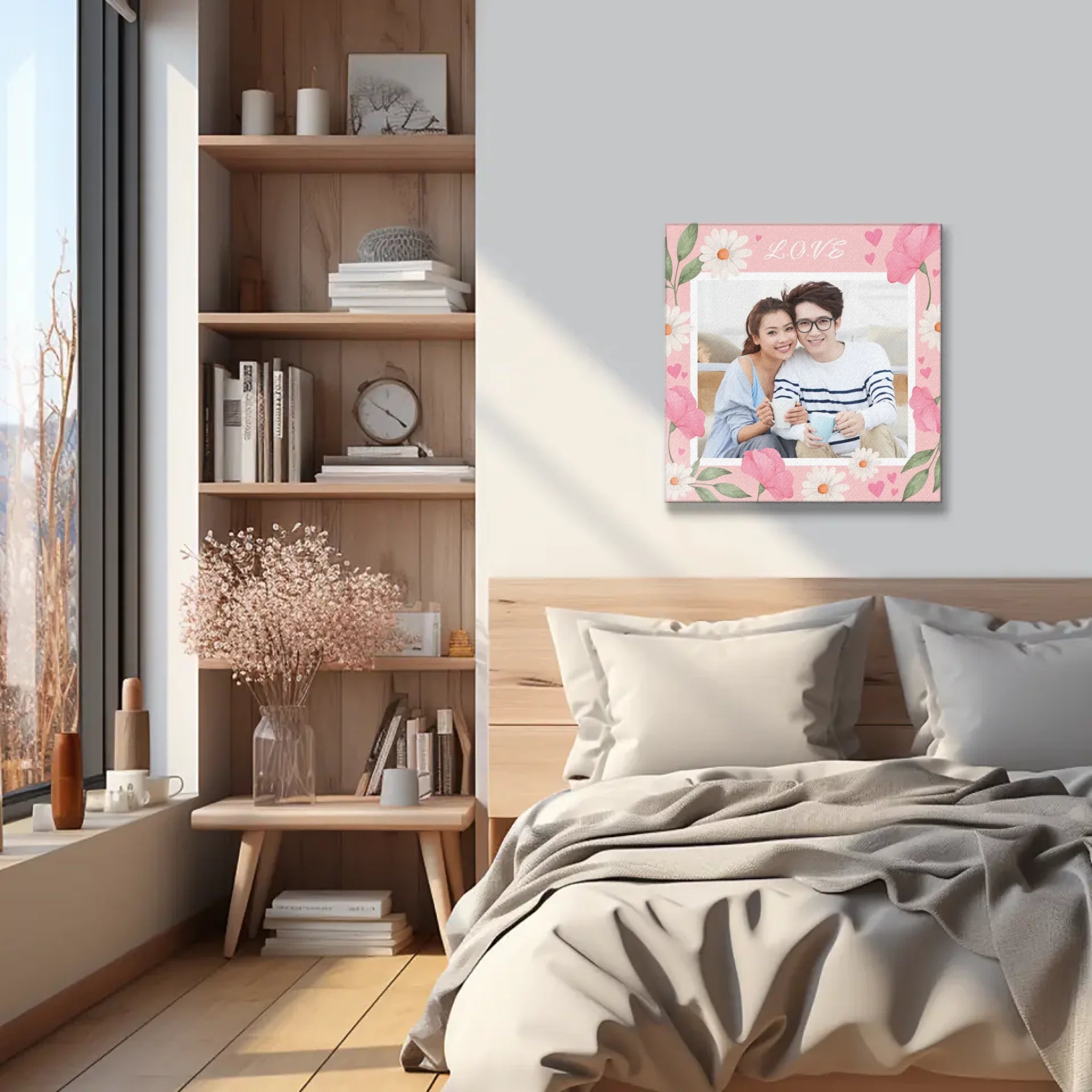 ภาพพิมพ์แคนวาส แขวนอยู่บนหัวเตียงนอน
