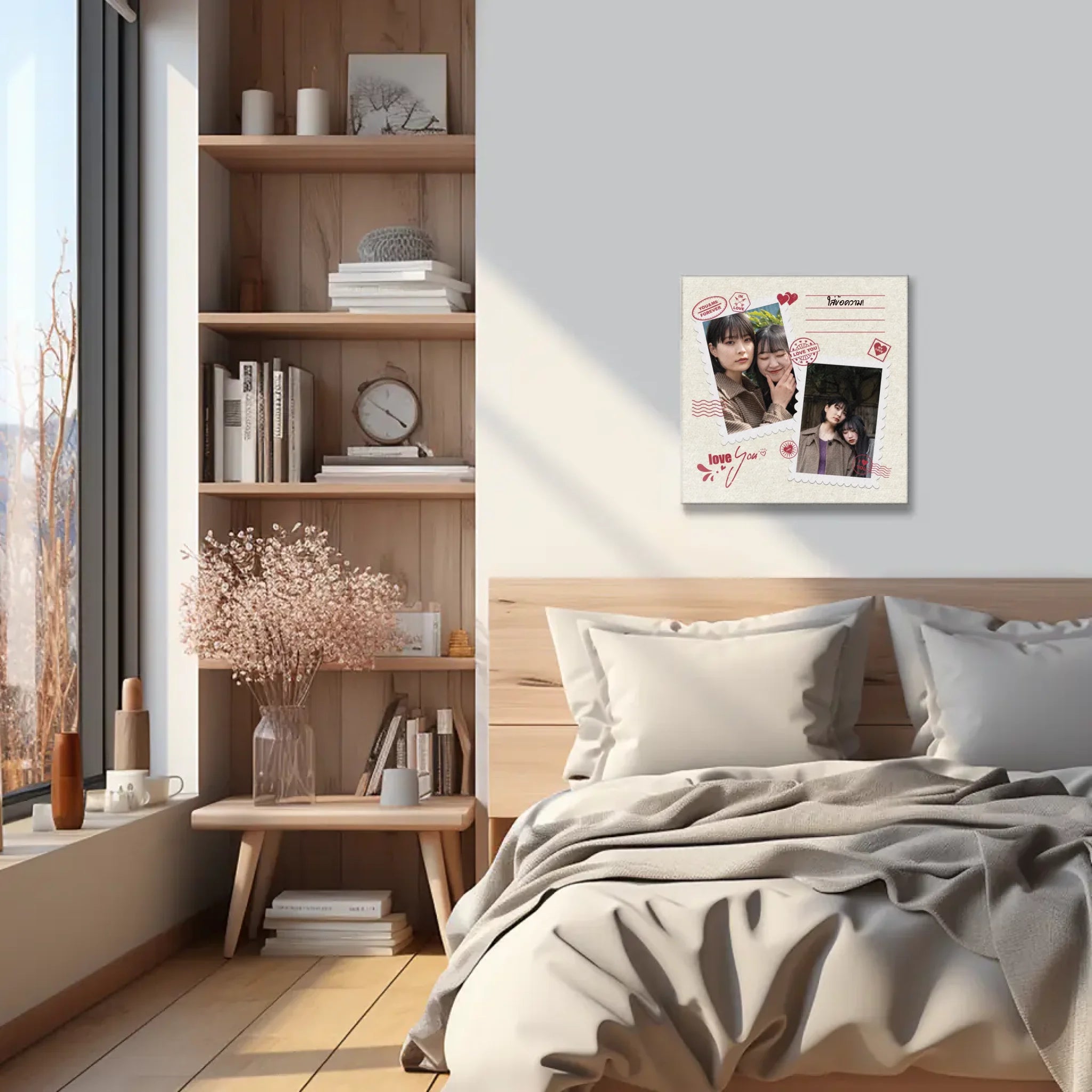 ภาพพิมพ์แคนวาส แขวนอยู่บนหัวเตียงนอน