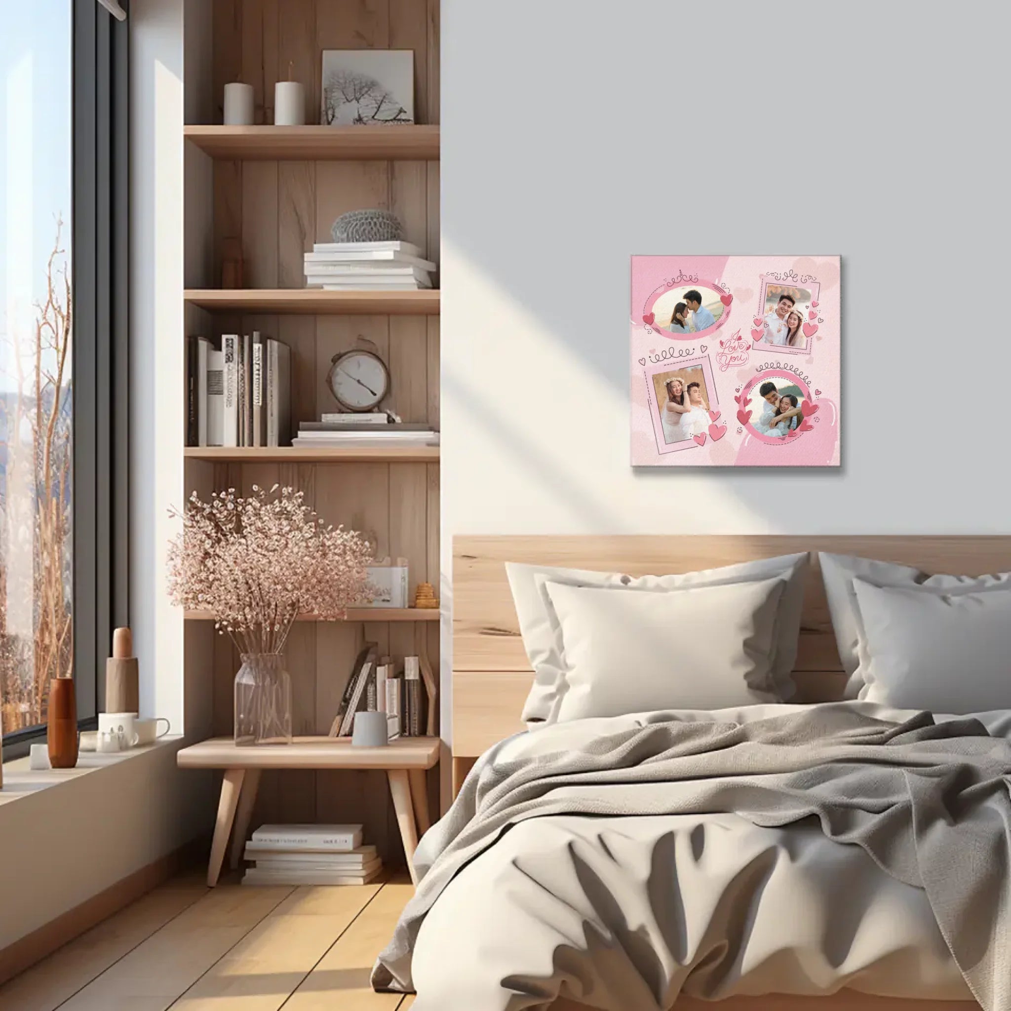 ภาพพิมพ์แคนวาส แขวนอยู่บนหัวเตียงนอน