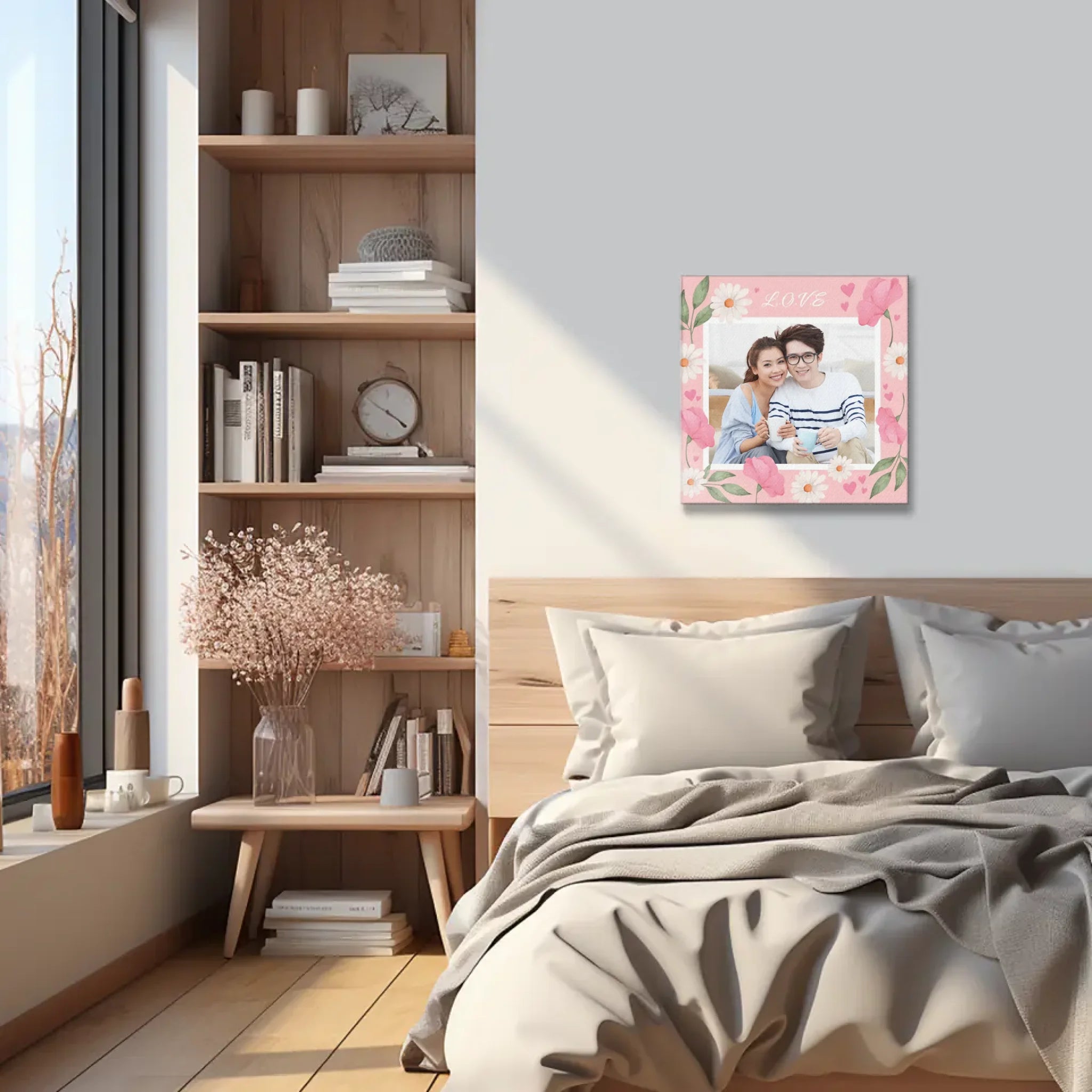 ภาพพิมพ์แคนวาส แขวนอยู่บนหัวเตียงนอน