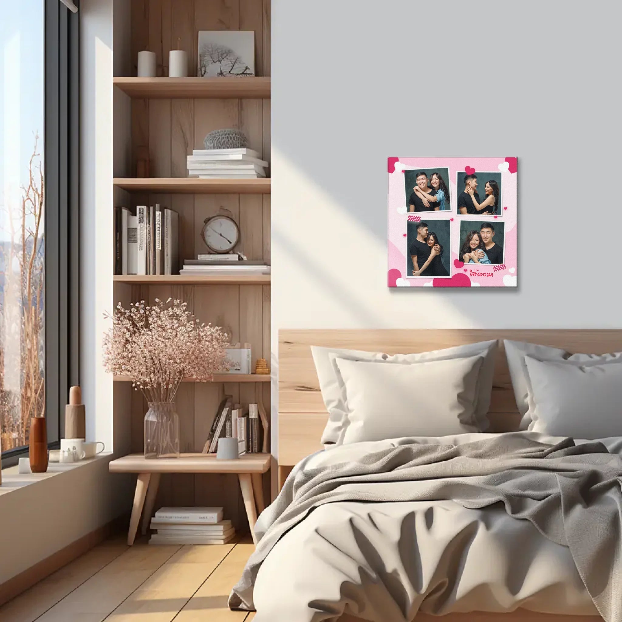 ภาพพิมพ์แคนวาส แขวนอยู่บนหัวเตียงนอน