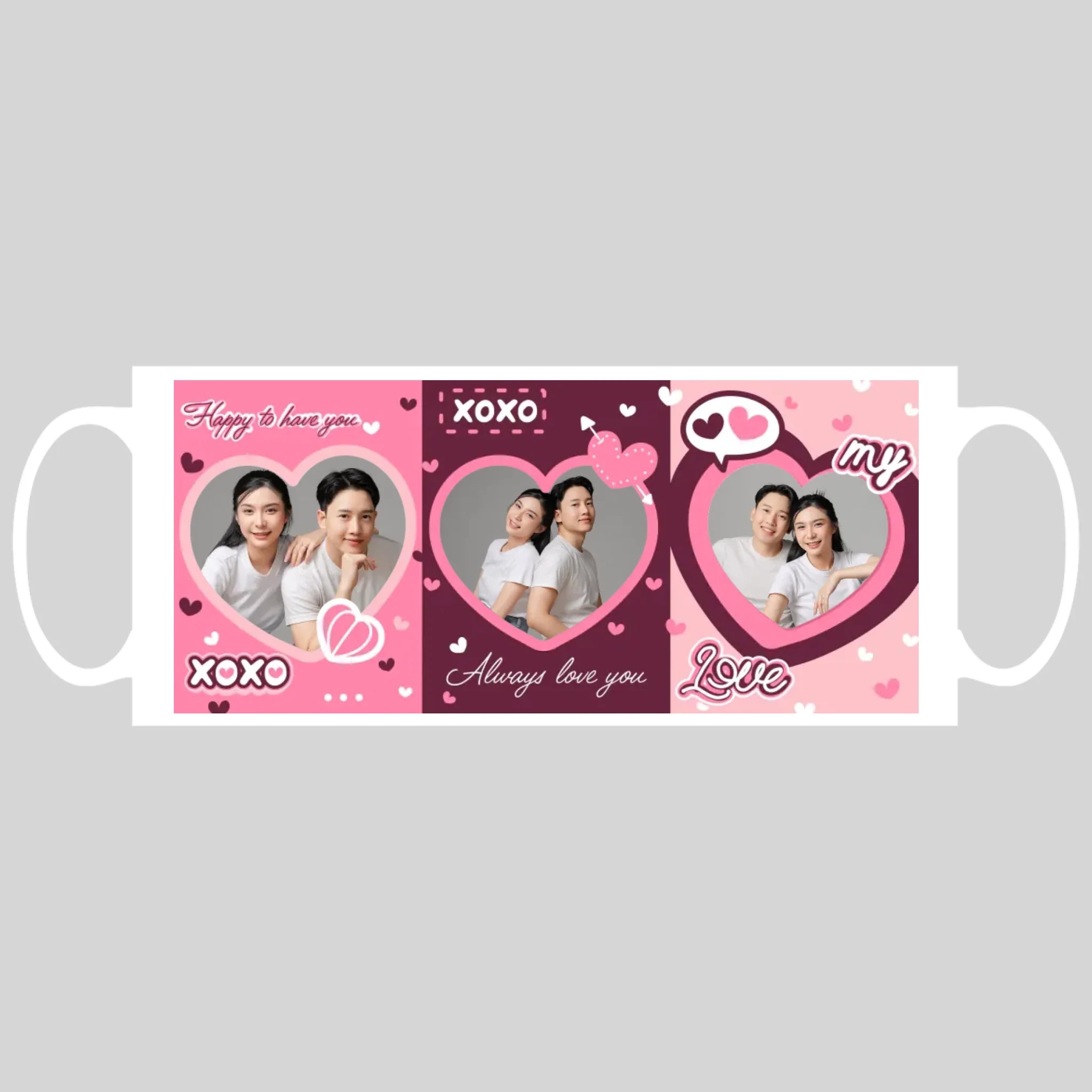 แก้วกาแฟ มีลายสกรีน วางบนพื้นขาว