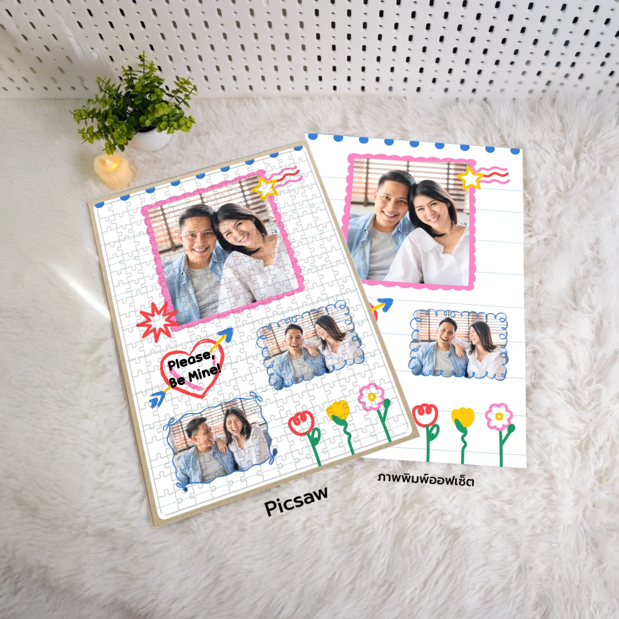 ภาพจิ๊กซอร์พร้อมแคนวาสและถุงผ้าสำหรับใส่